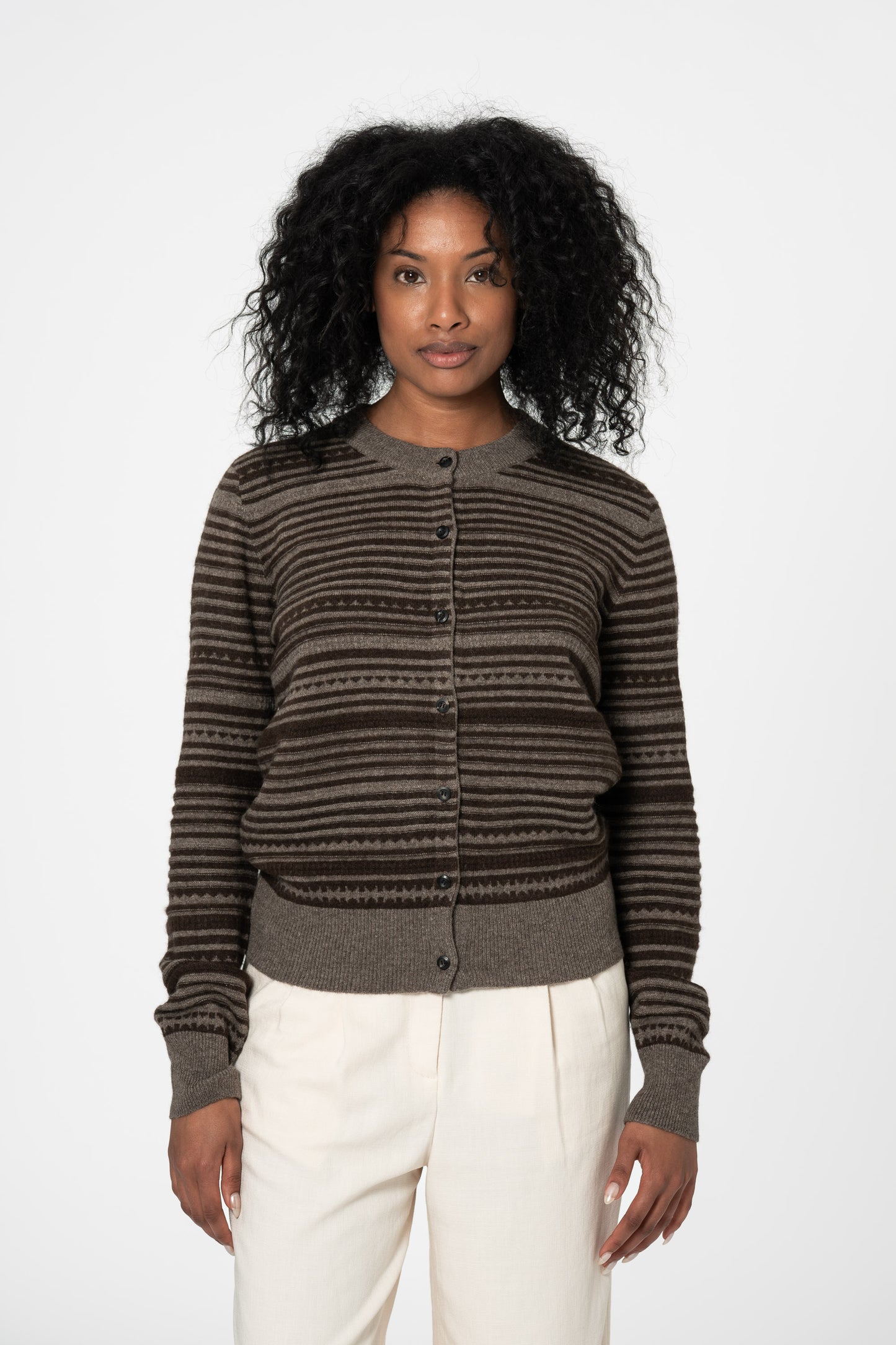 YAK Striped Cardigan - Two Tone