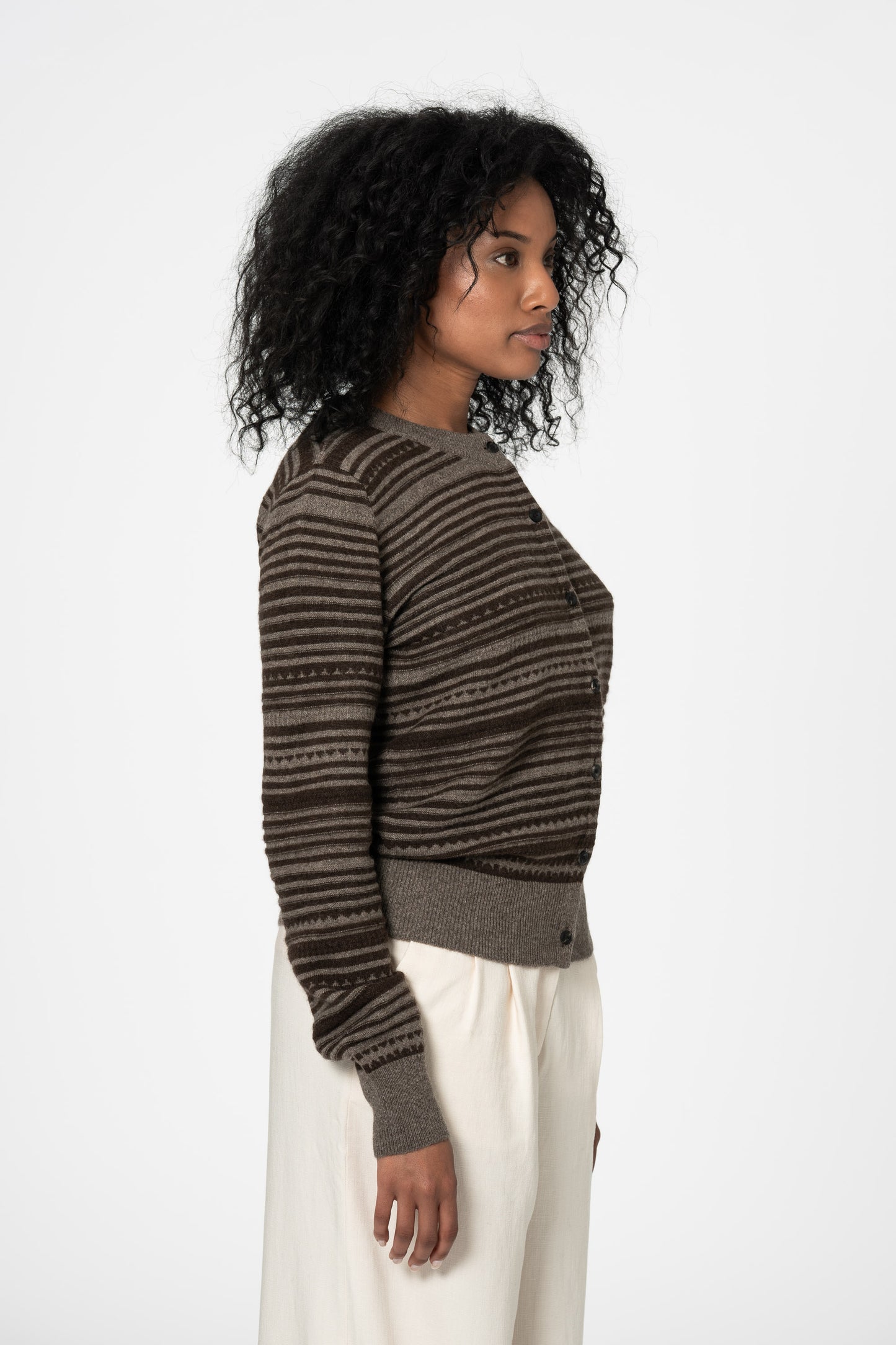 YAK Striped Cardigan - Two Tone