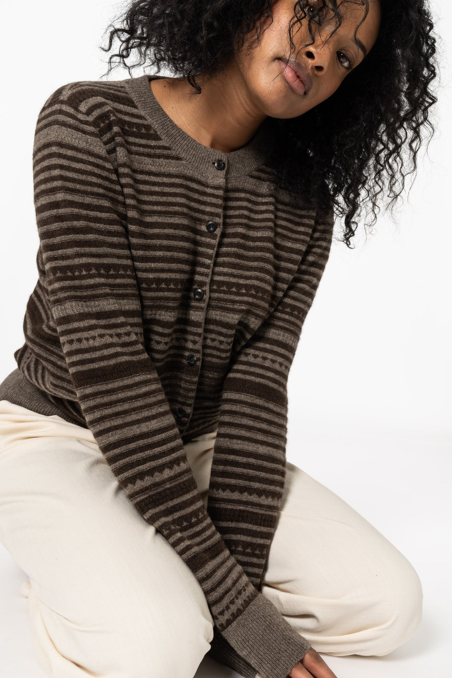 YAK Striped Cardigan - Two Tone