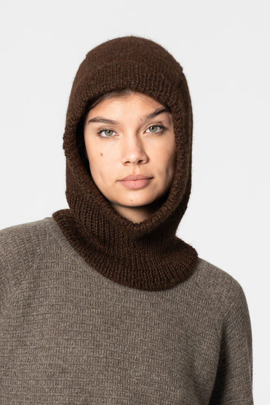 ALPACA Handknit Balaclava - Coffee Brown