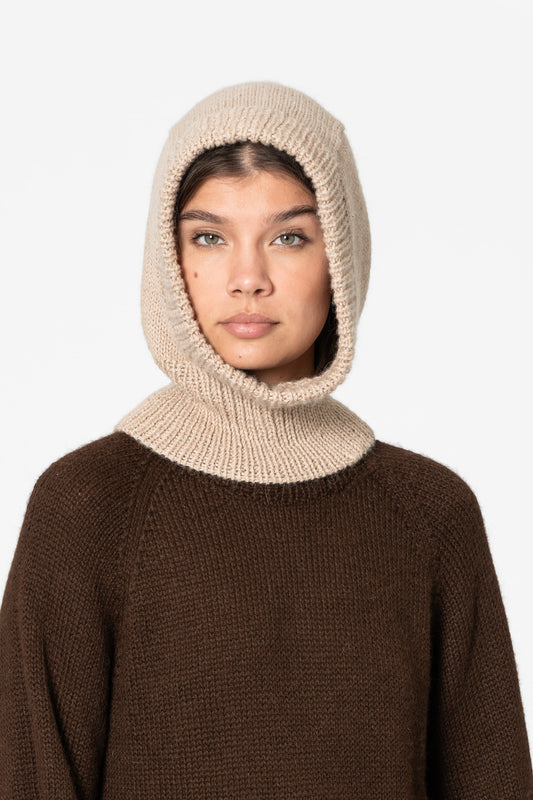 ALPACA Handknit Balaclava - Desert Sand