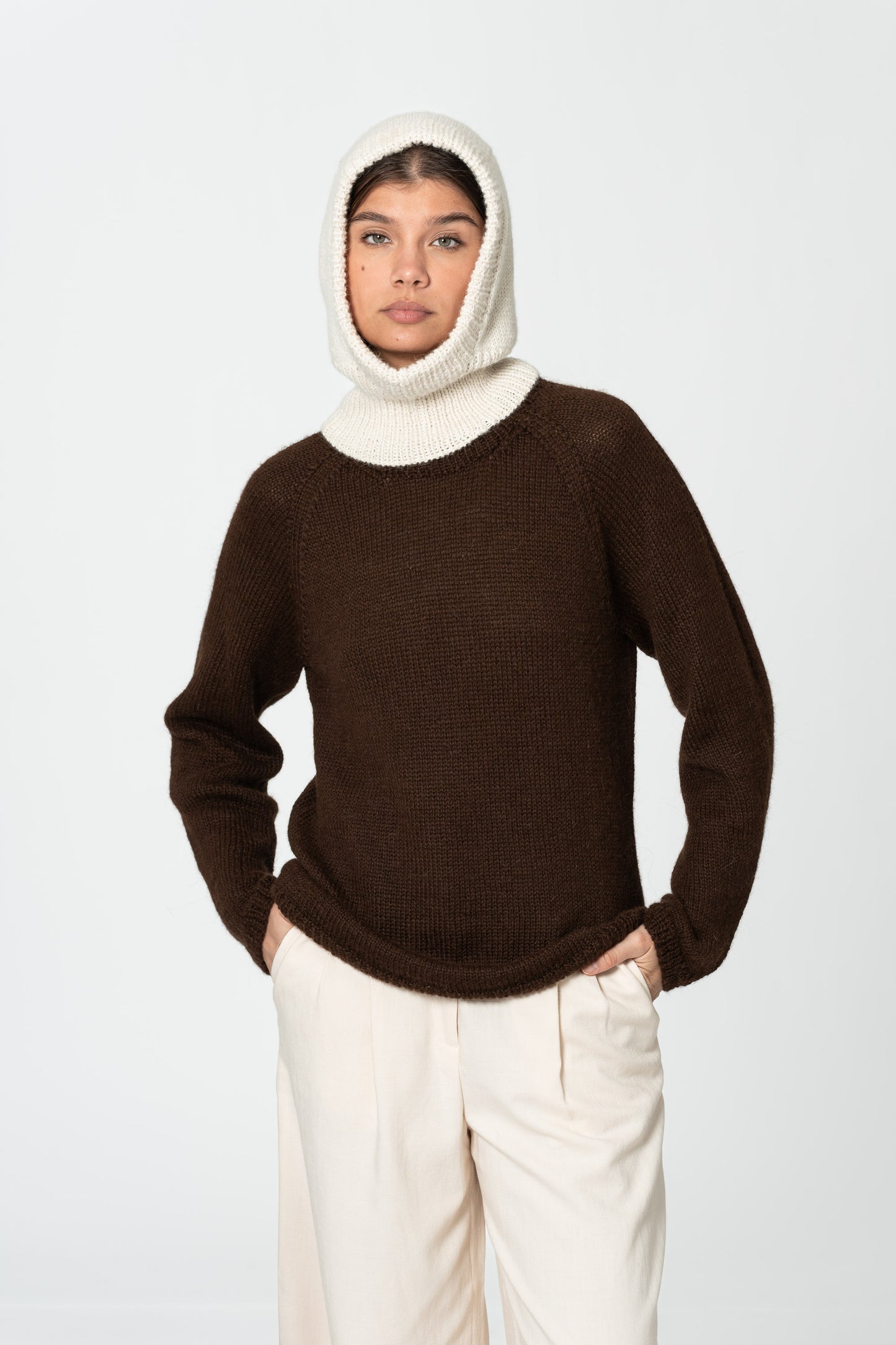 ALPACA Handknit Balaclava - Ivory White