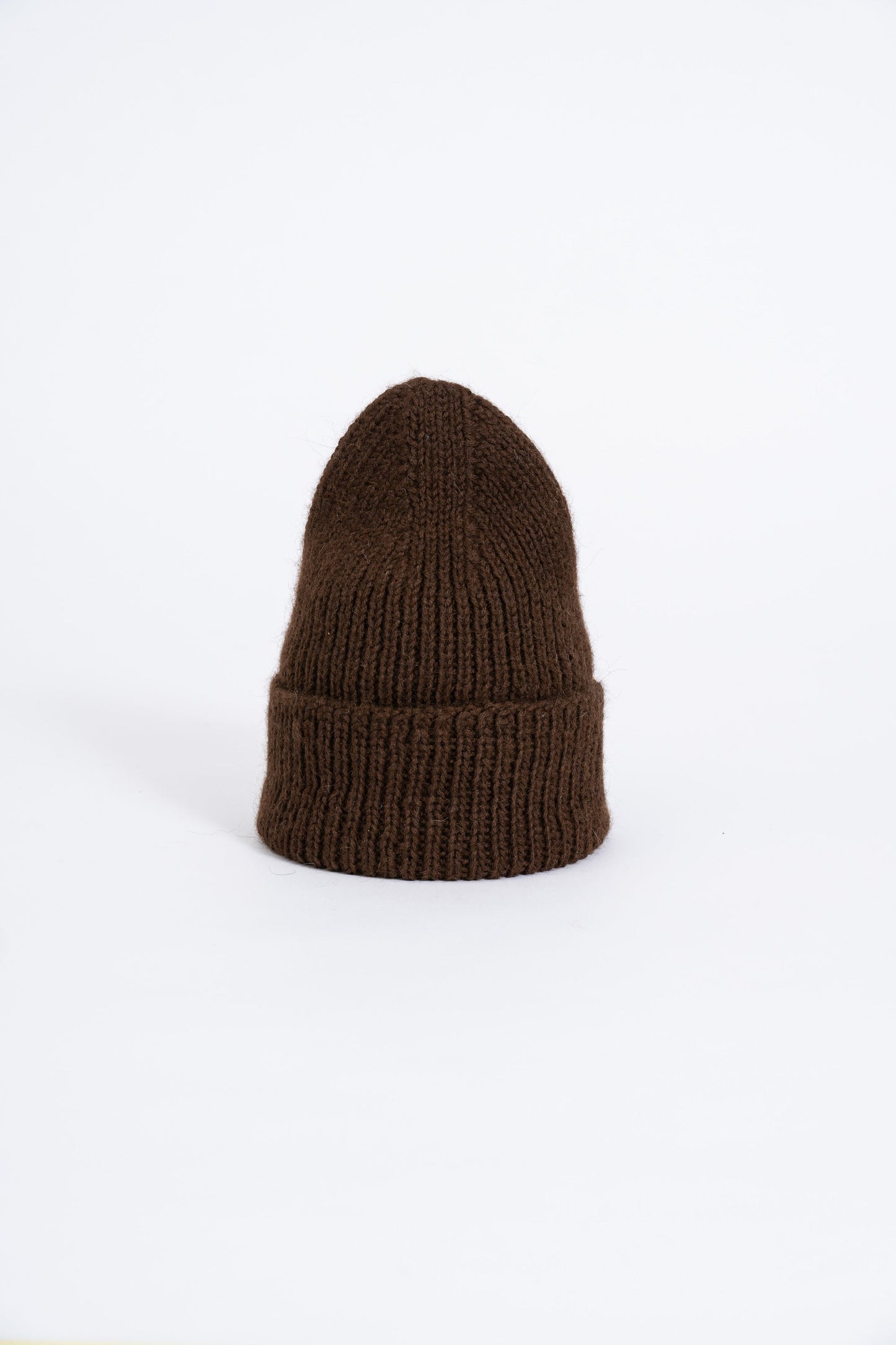 ALPACA Handknit Rib Hat - Coffee Brown