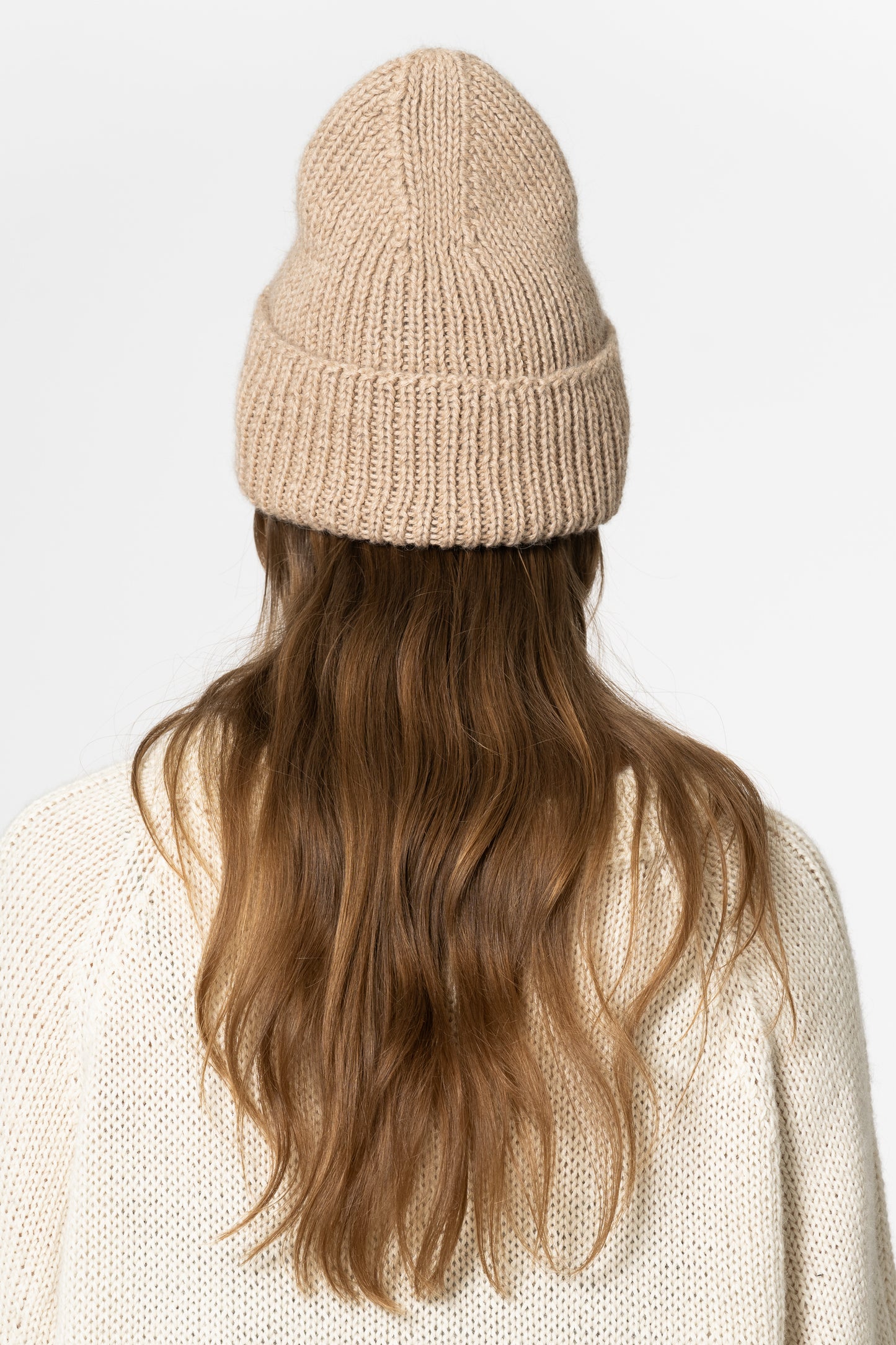 ALPACA Handknit Rib Hat - Desert Sand