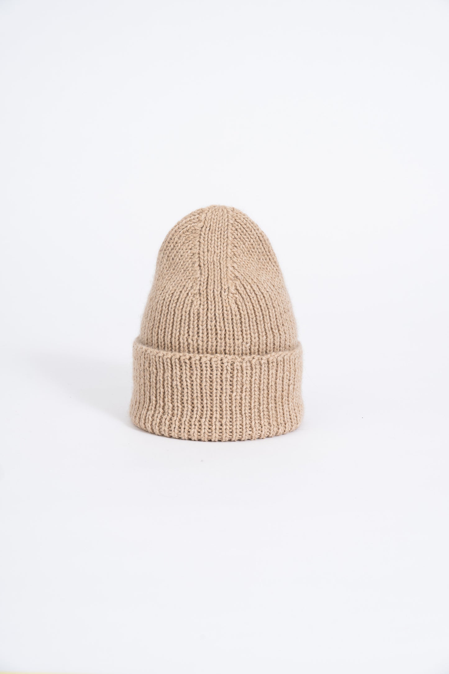 ALPACA Handknit Rib Hat - Desert Sand