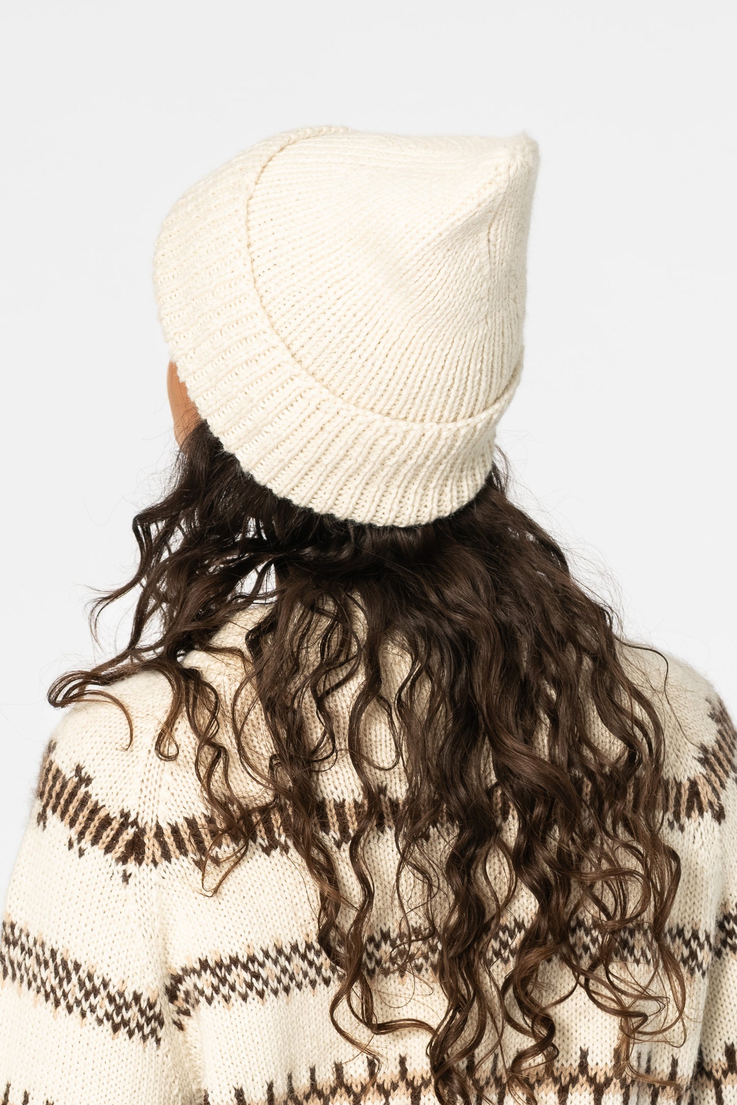 ALPACA Handknit Rib Hat - Ivory White
