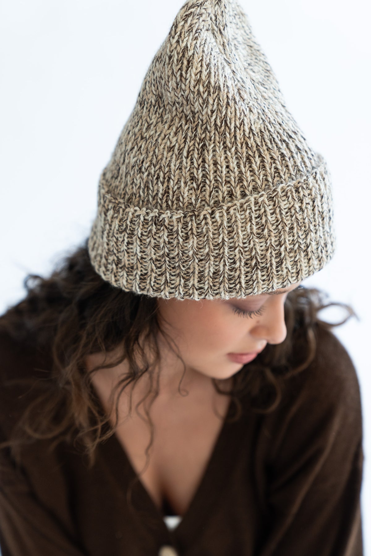ALPACA Handknit Rib Hat - Melange