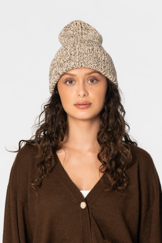 ALPACA Handknit Rib Hat - Melange