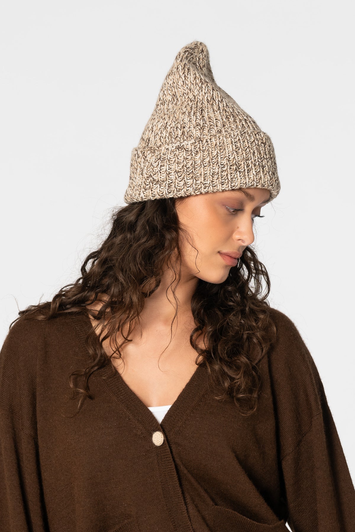ALPACA Handknit Rib Hat - Melange