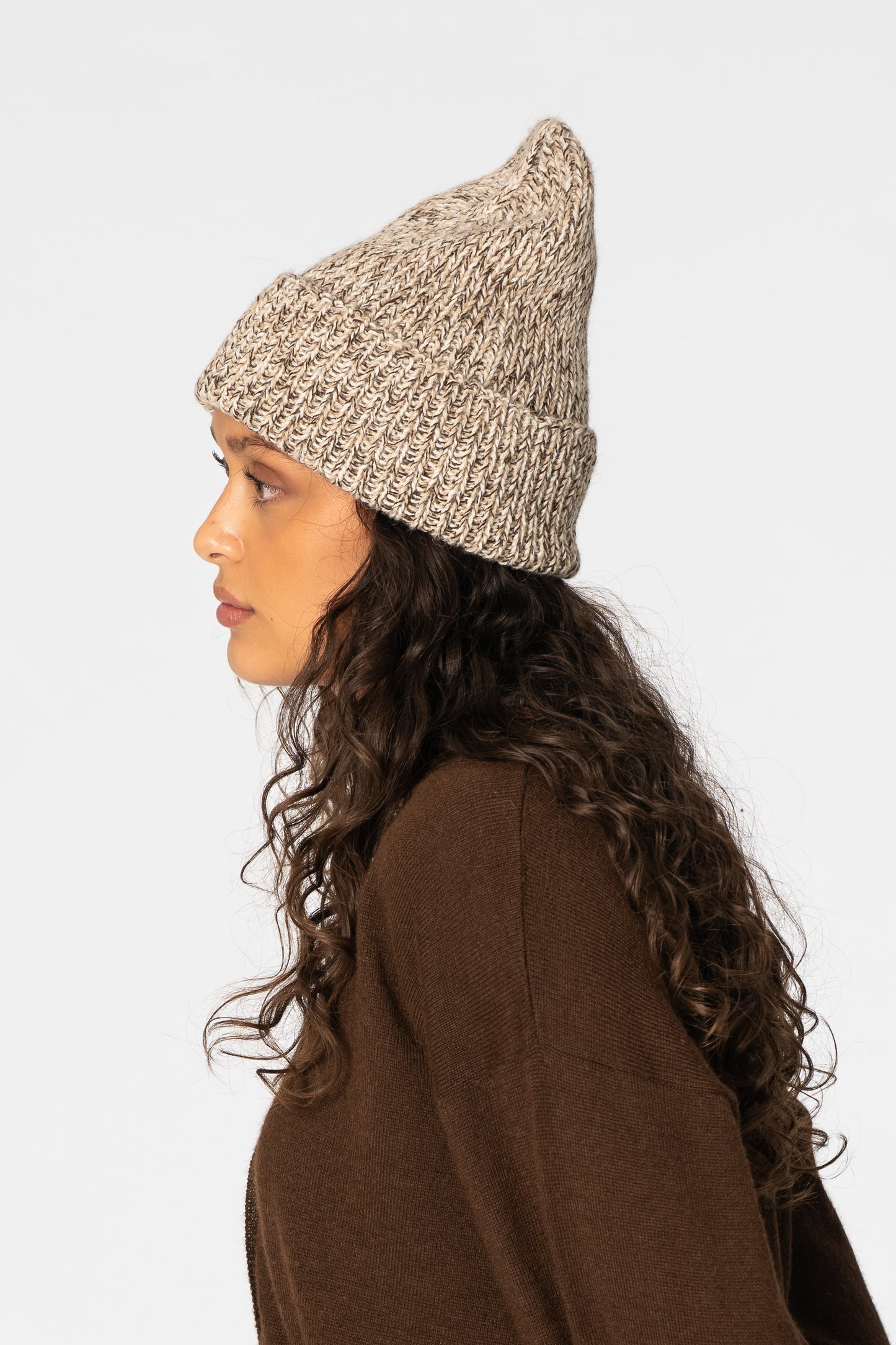 ALPACA Handknit Rib Hat - Melange