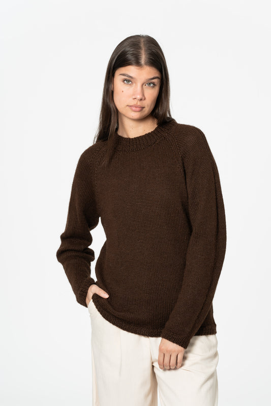 ALPACA Handknit Sweater - Coffee Brown