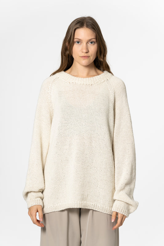 ALPACA Handknit Sweater - Ivory White