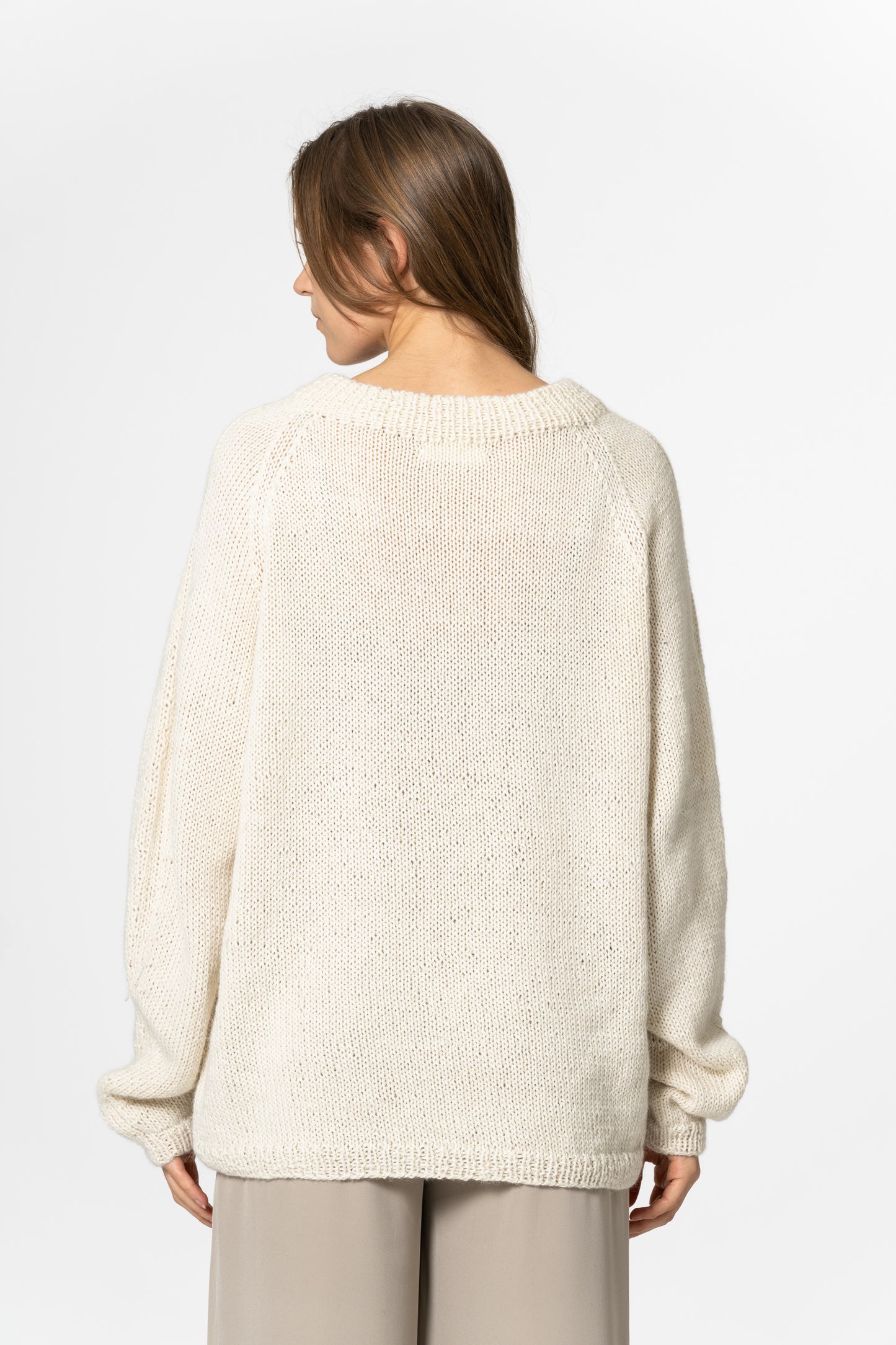 ALPACA Handknit Sweater - Ivory White