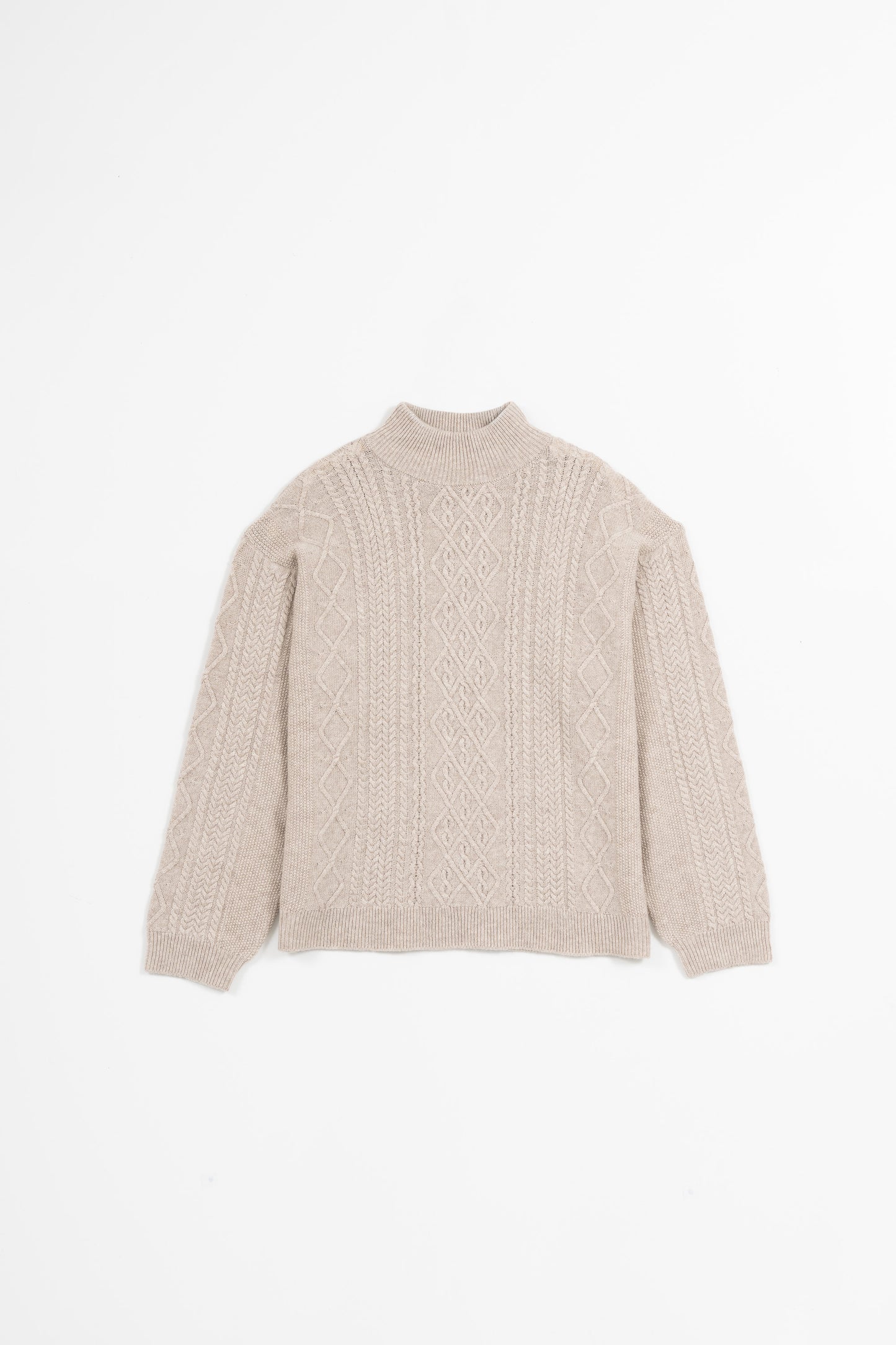 CASHMERE/MERINO Cable Sweater - Linen White