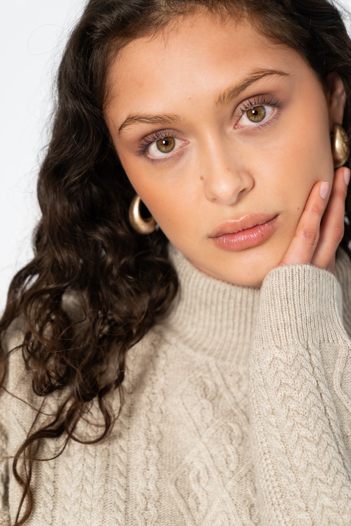 CASHMERE/MERINO Cable Sweater - Linen White
