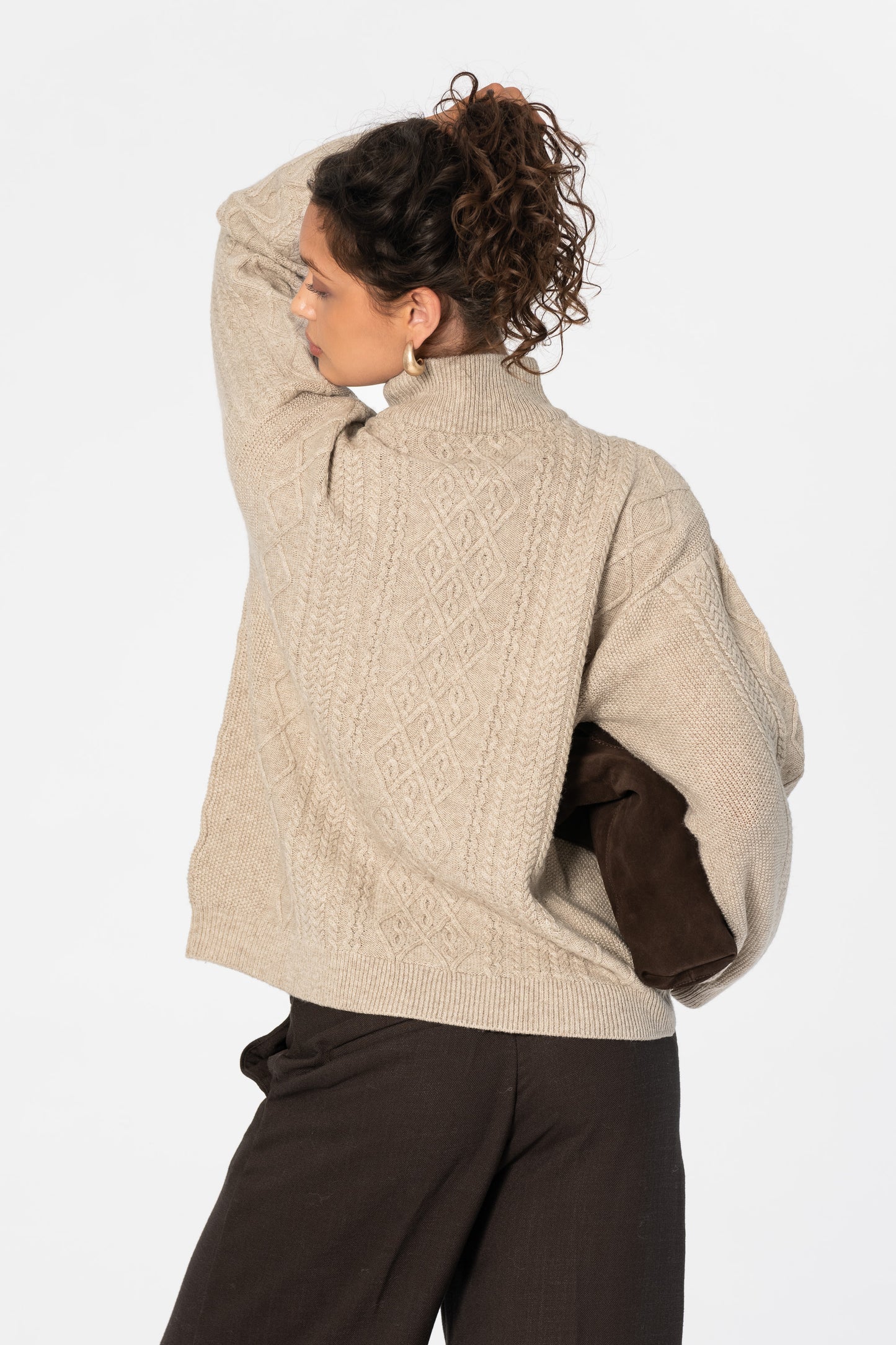 CASHMERE/MERINO Cable Sweater - Linen White