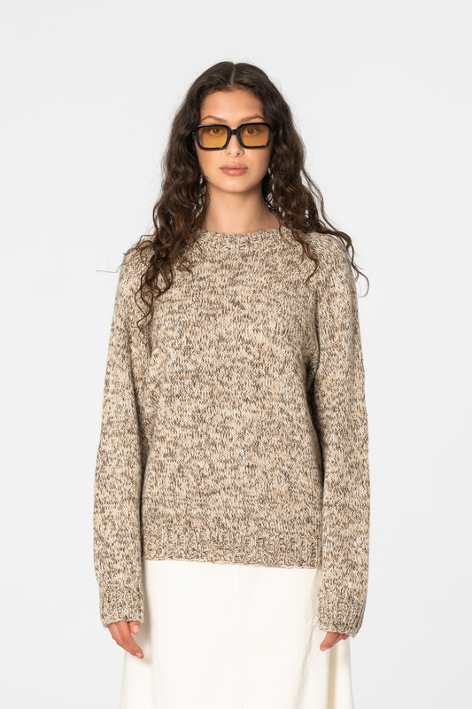 CASHMERE/MERINO Handknit Sweater - Melange