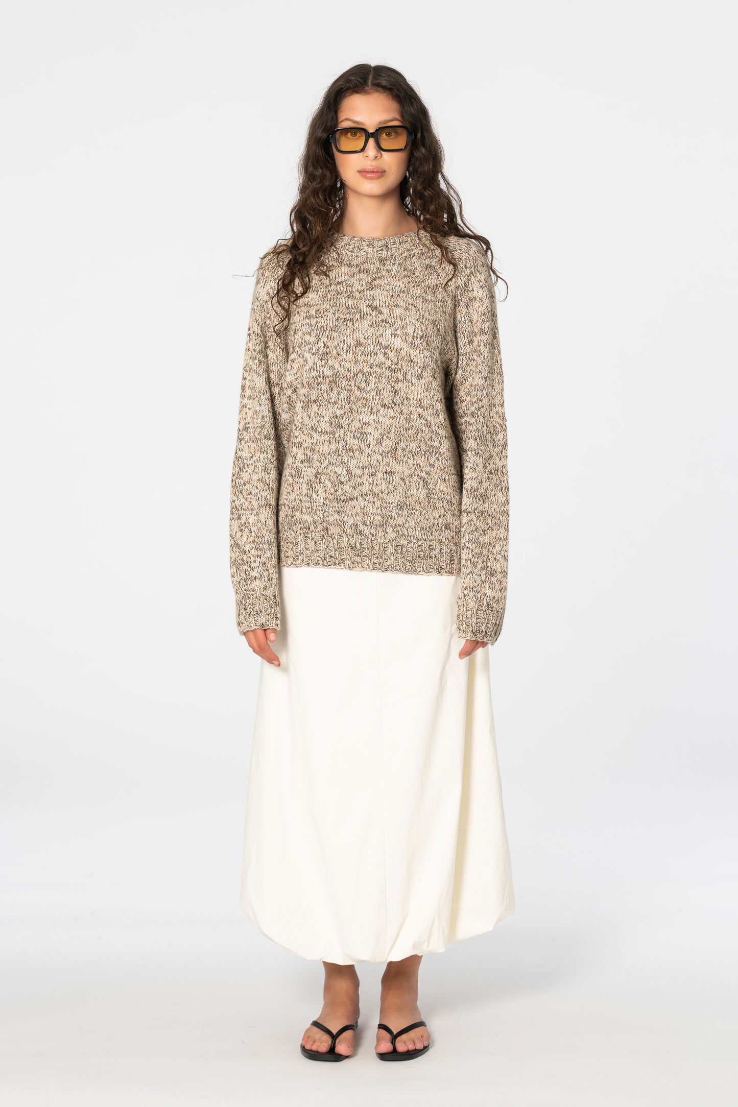 CASHMERE/MERINO Handknit Sweater - Melange