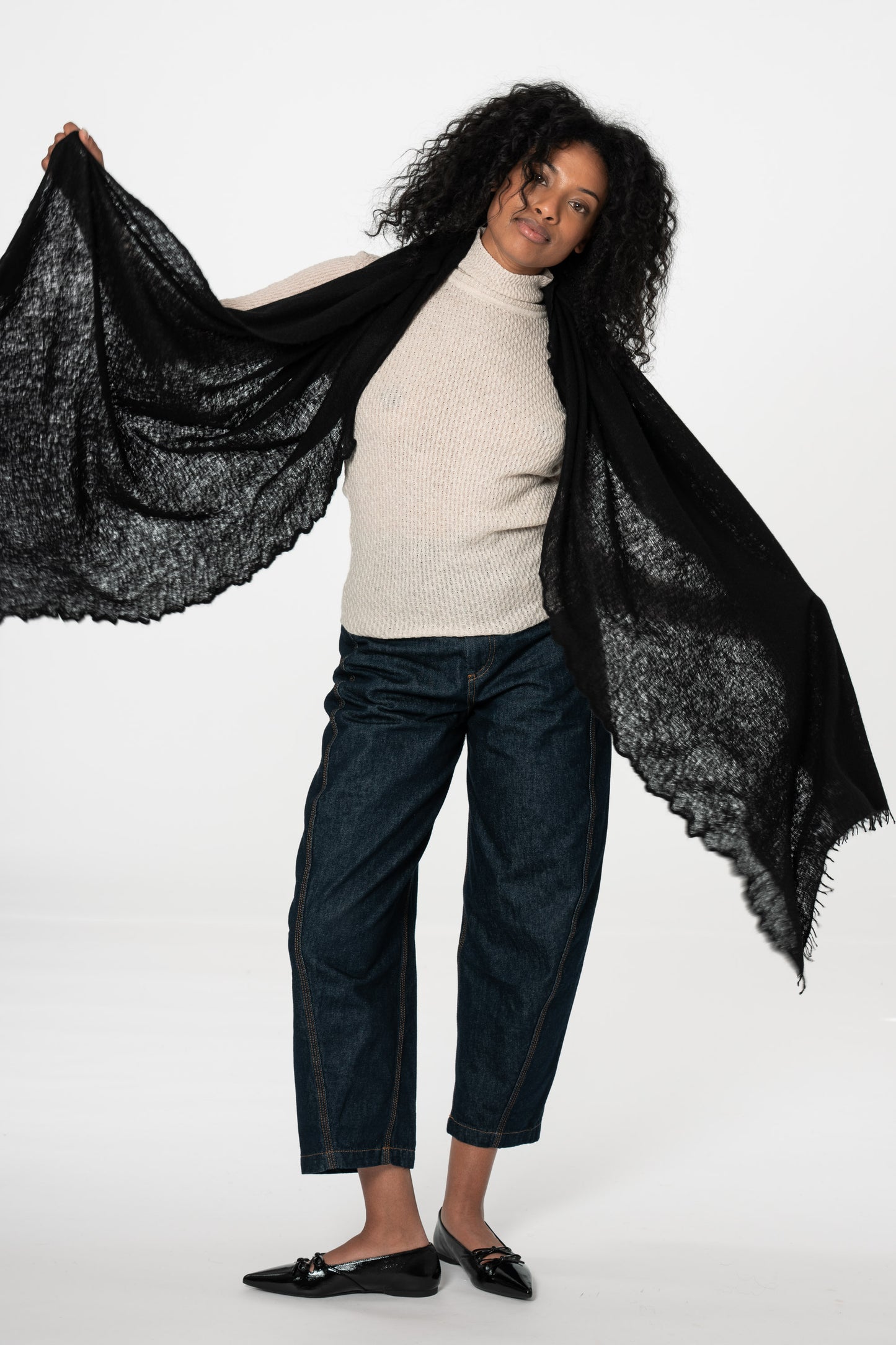 CASHMERE Felted Scarf - Black
