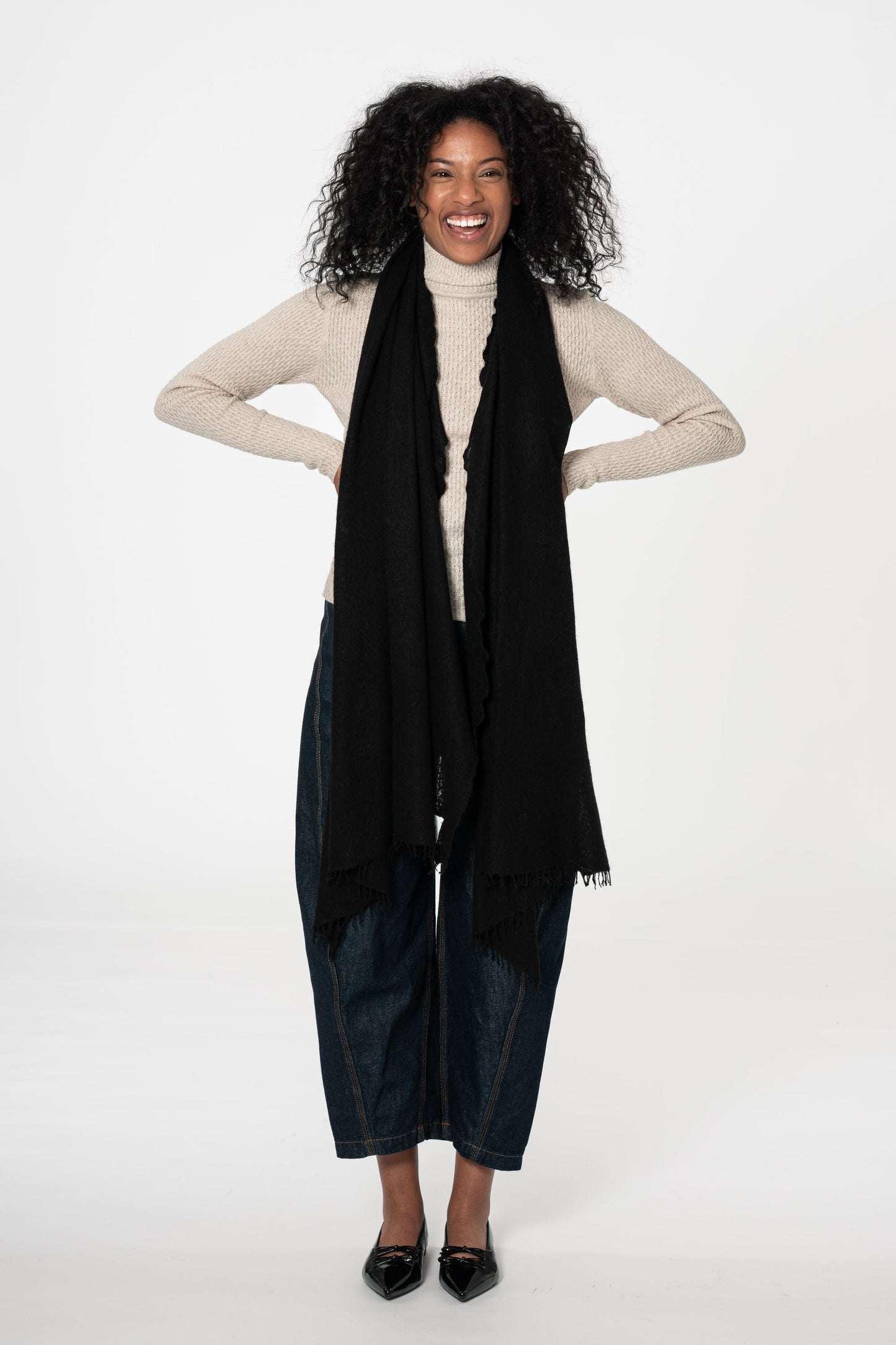 CASHMERE Felted Scarf - Black