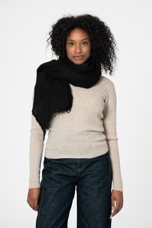 CASHMERE Felted Scarf - Black