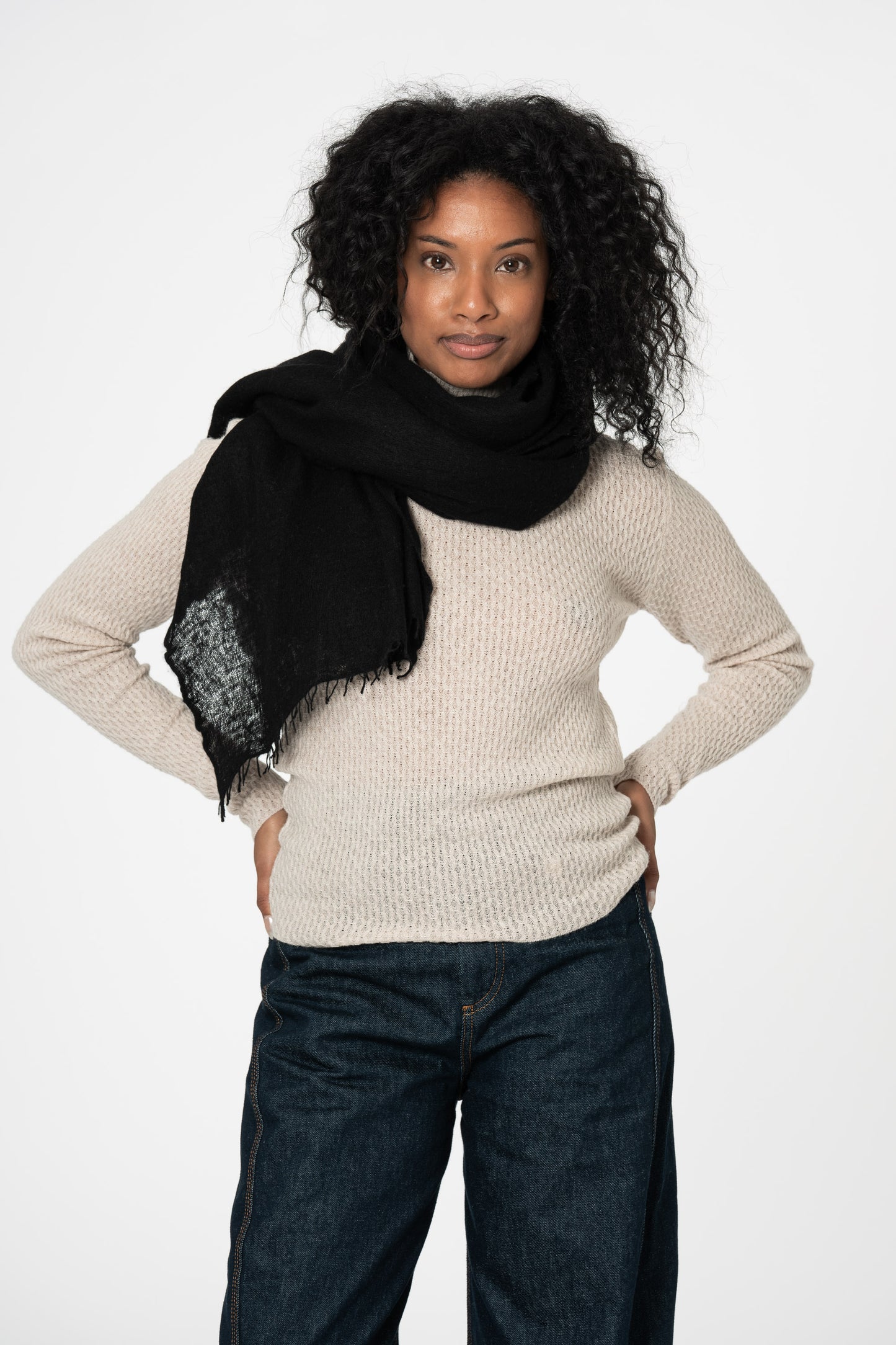 CASHMERE Felted Scarf - Black
