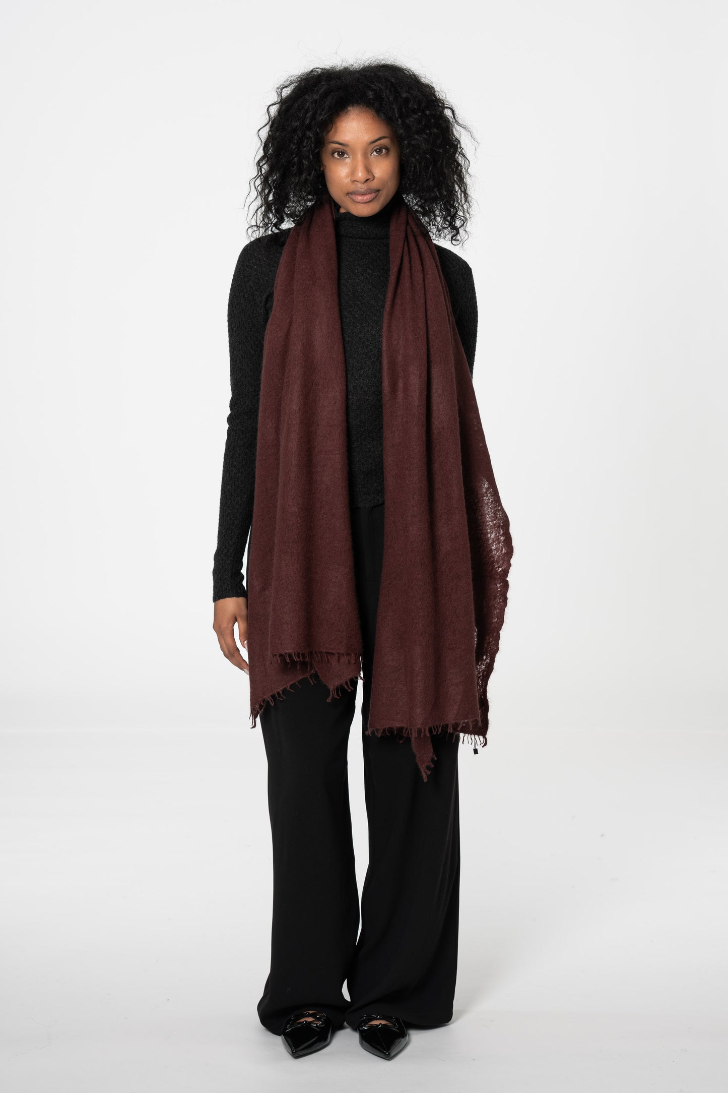 CASHMERE Felted Scarf - Merlot Red