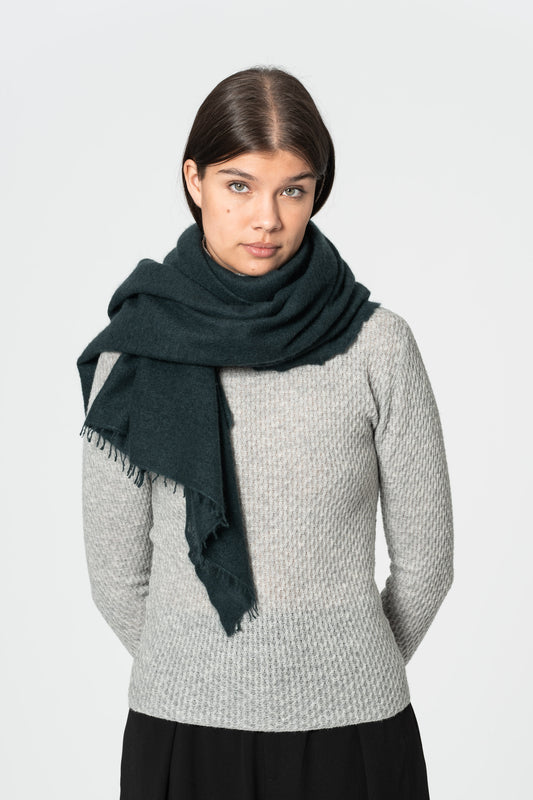 CASHMERE Felted Scarf - Peacock Green