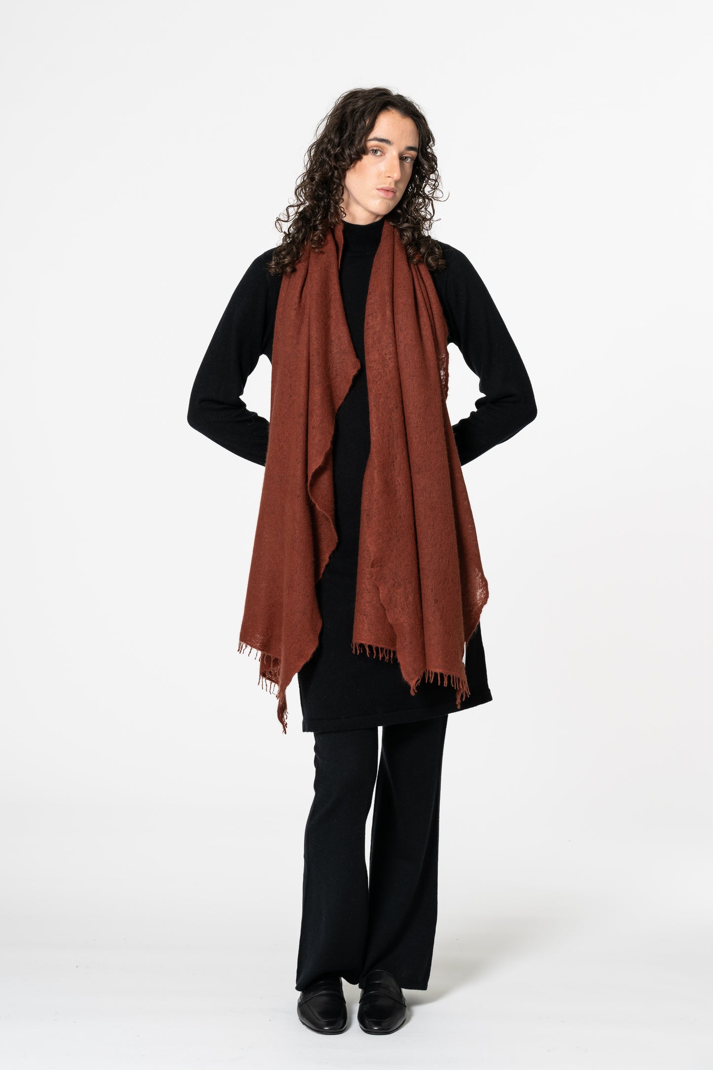 CASHMERE Felted Scarf - Rust Red