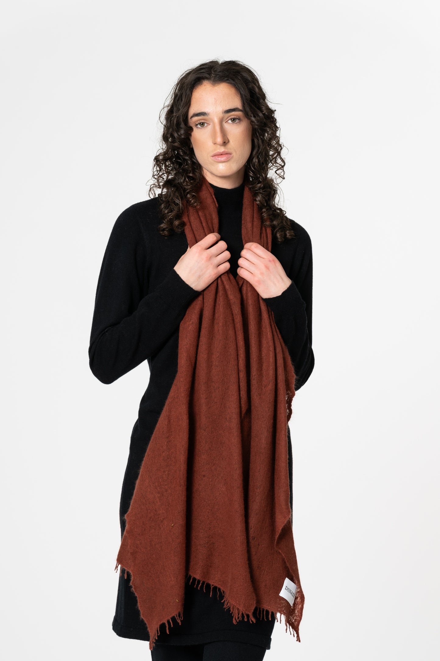 CASHMERE Felted Scarf - Rust Red