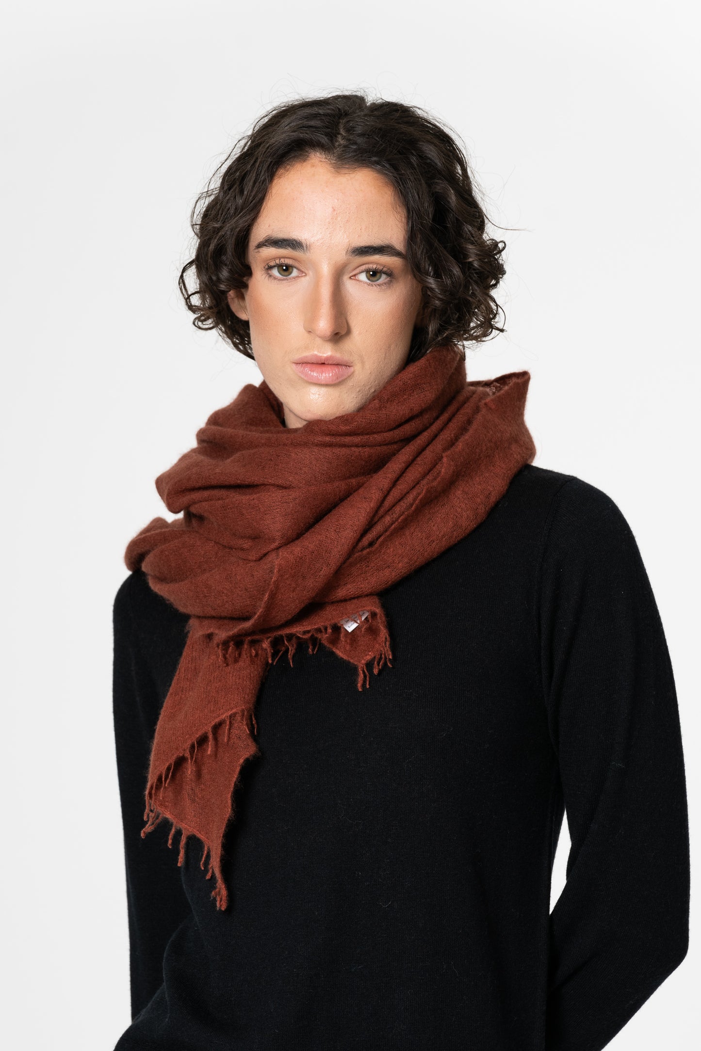 CASHMERE Felted Scarf - Rust Red