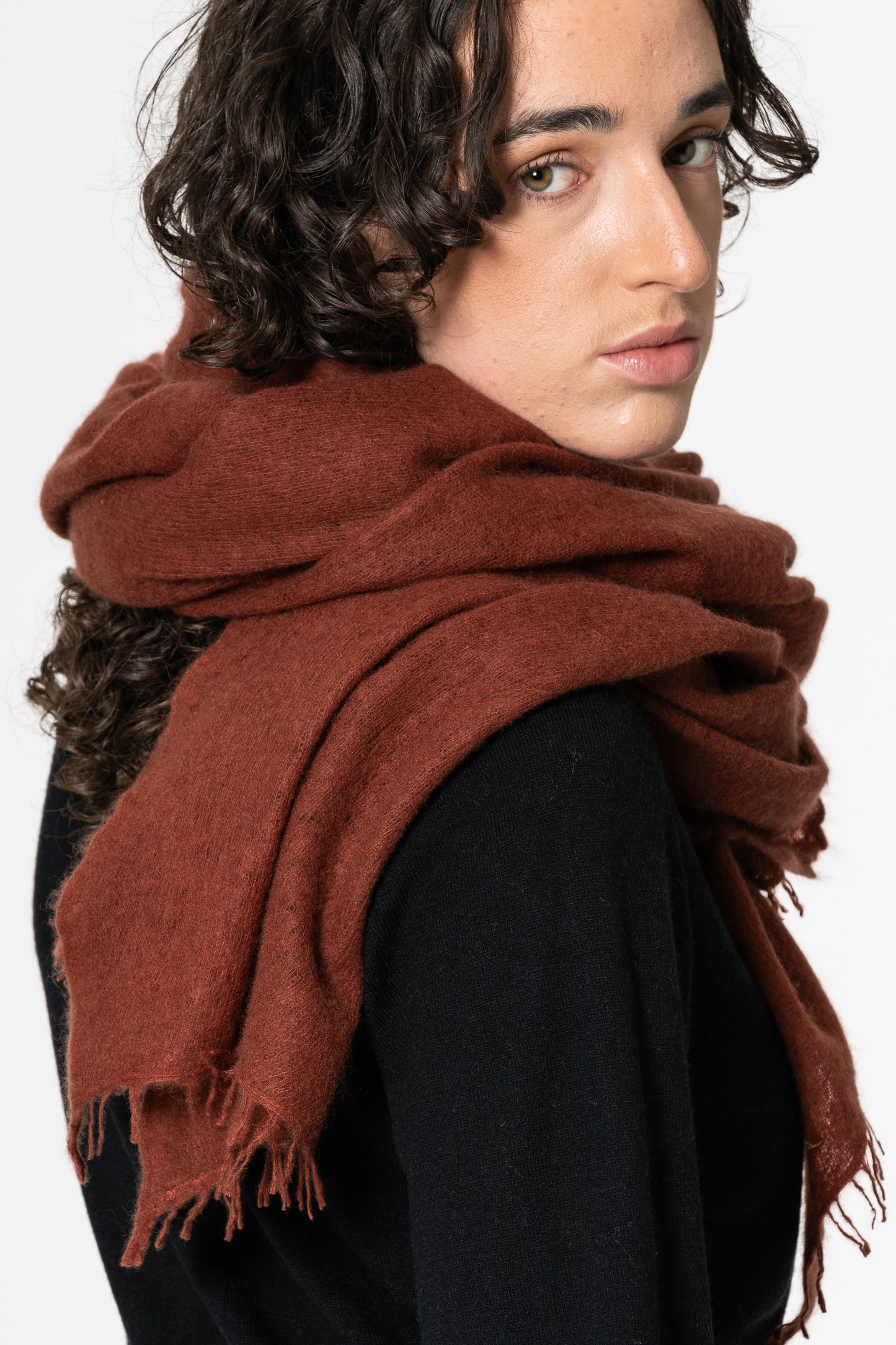 CASHMERE Felted Scarf - Rust Red