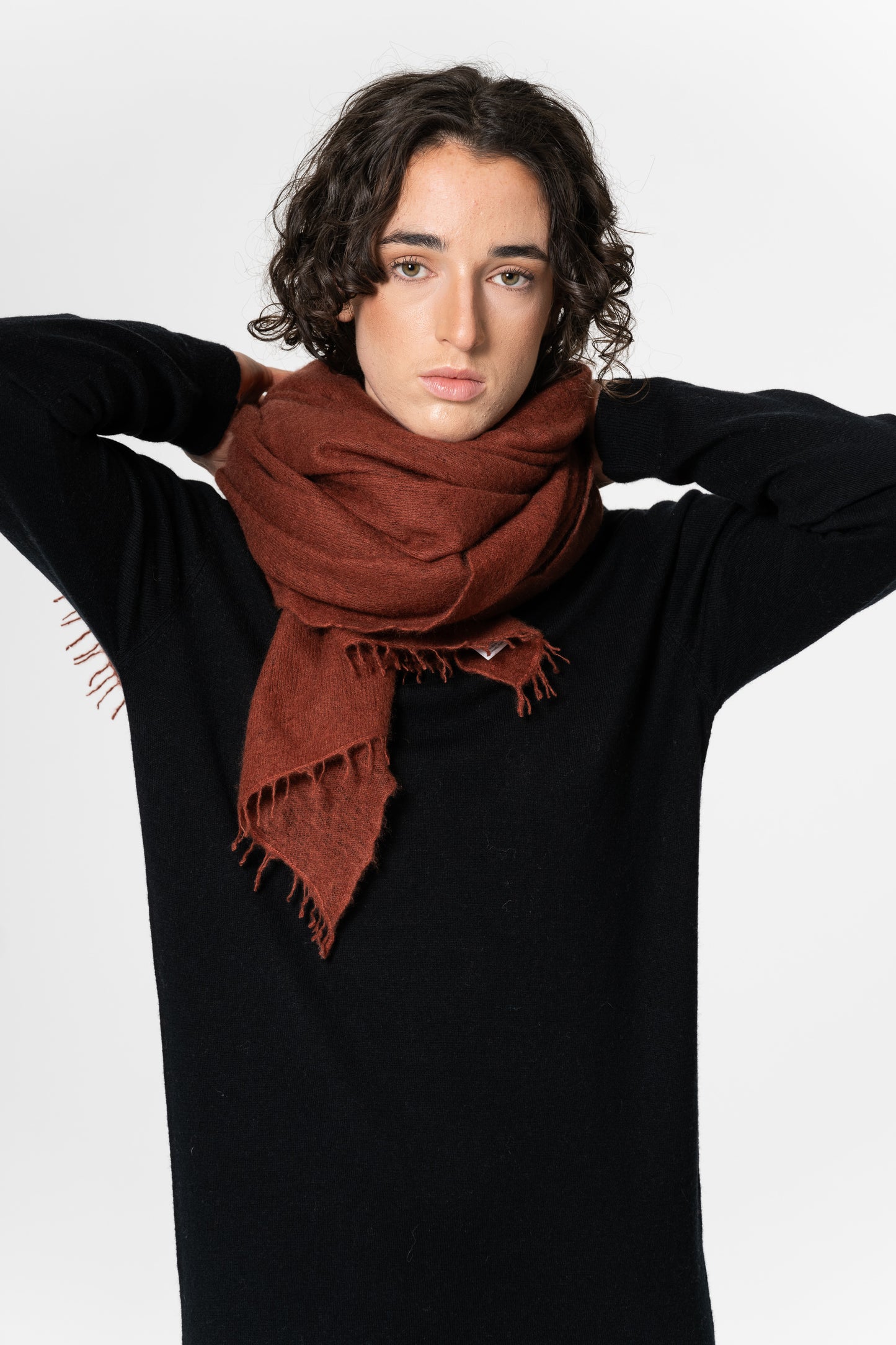 CASHMERE Felted Scarf - Rust Red