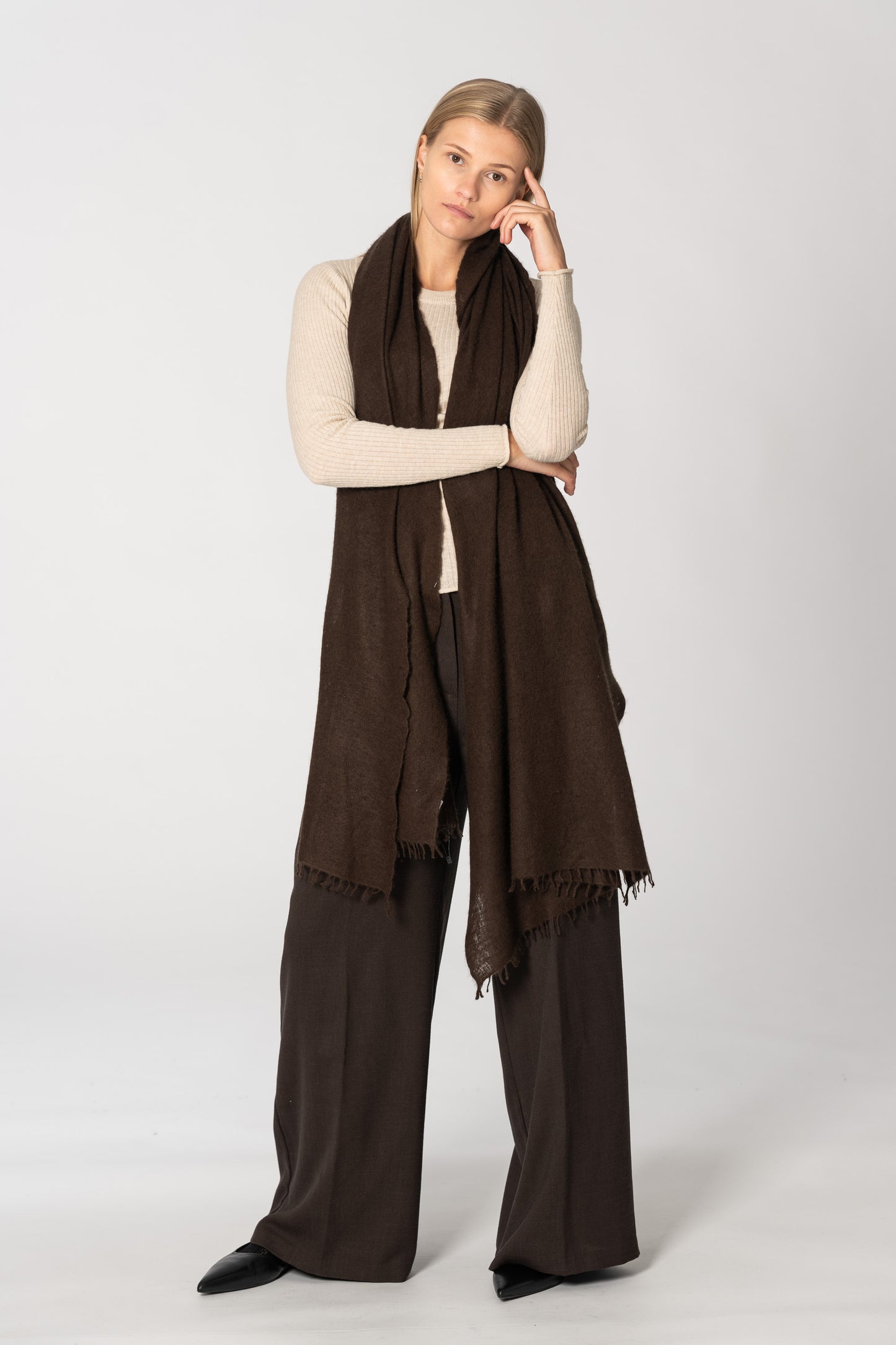 CASHMERE Felted Scarf - Espresso Brown