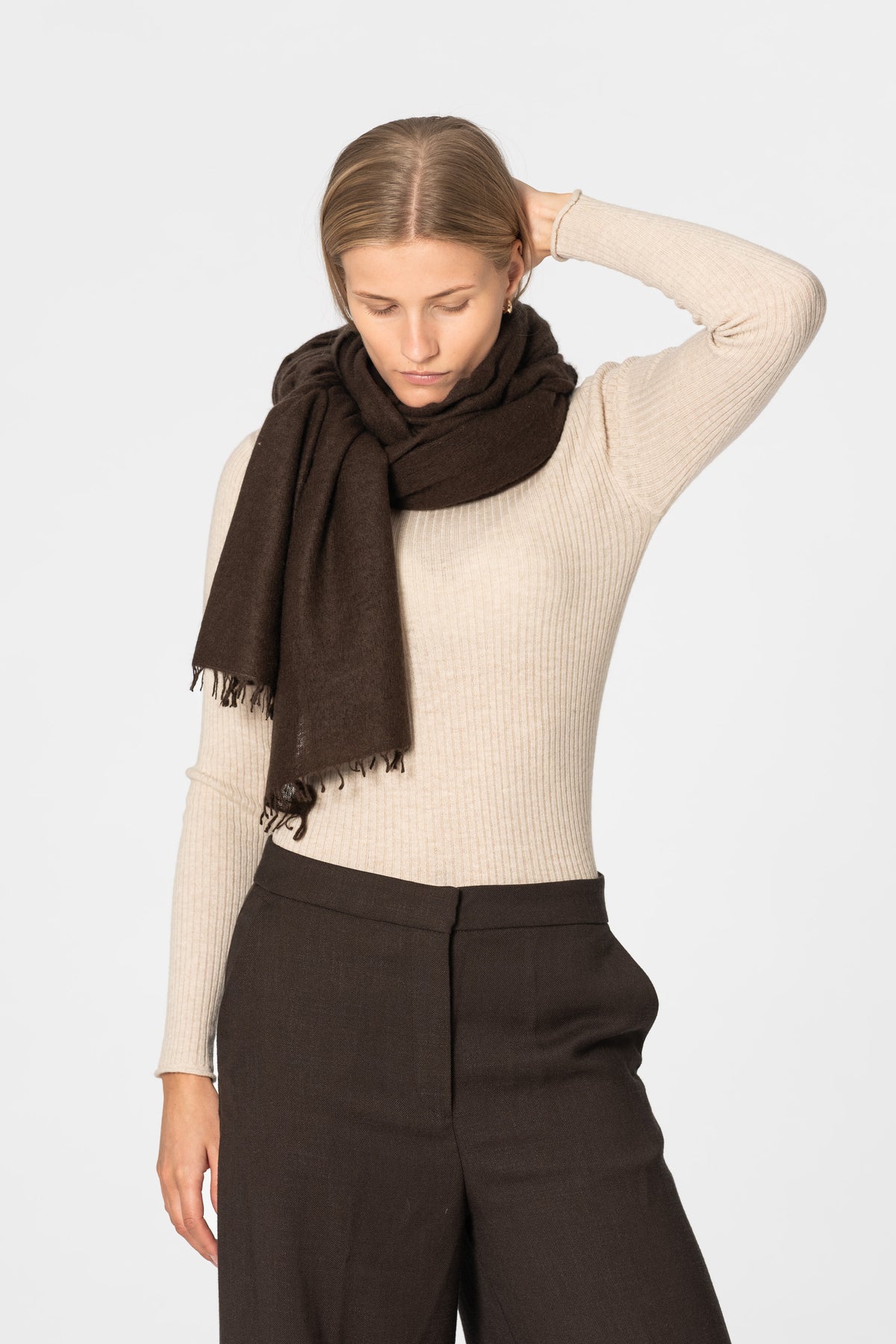 CASHMERE Felted Scarf - Espresso Brown