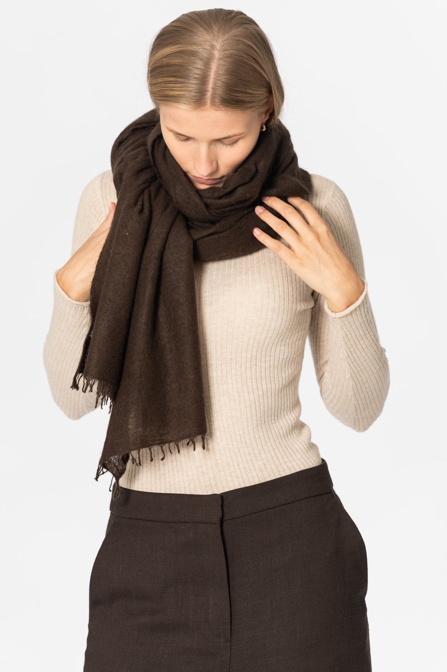 CASHMERE Felted Scarf - Espresso Brown