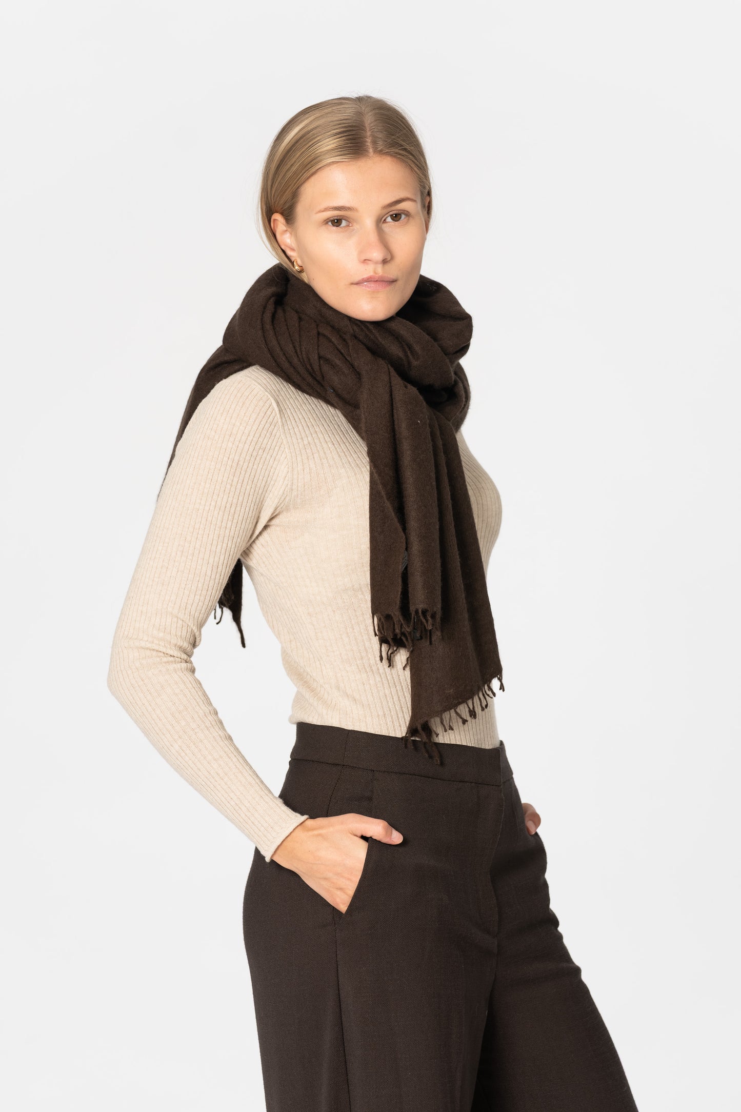 CASHMERE Felted Scarf - Espresso Brown
