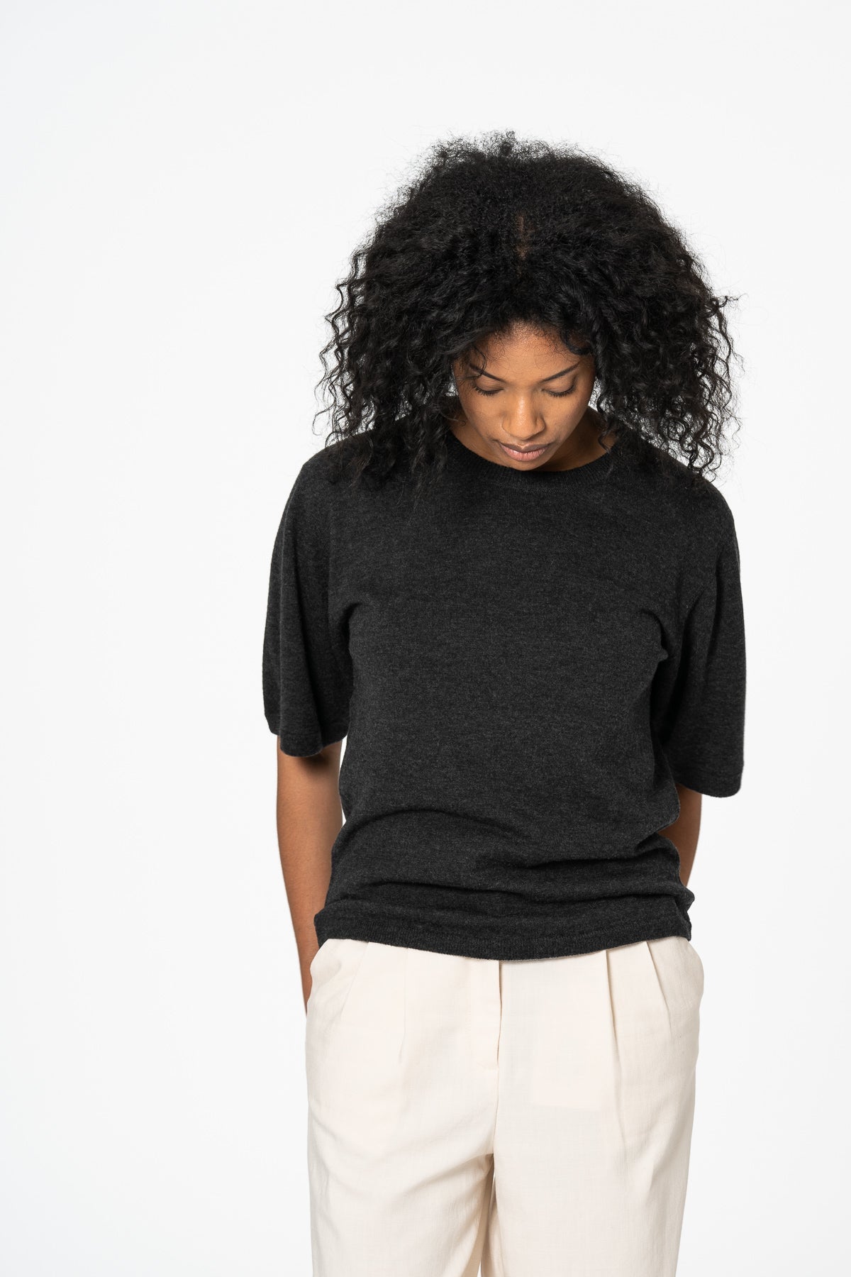MERINO Boxy Tee - Onyx Grey