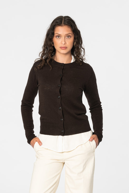 MERINO Cardigan - Espresso Brown