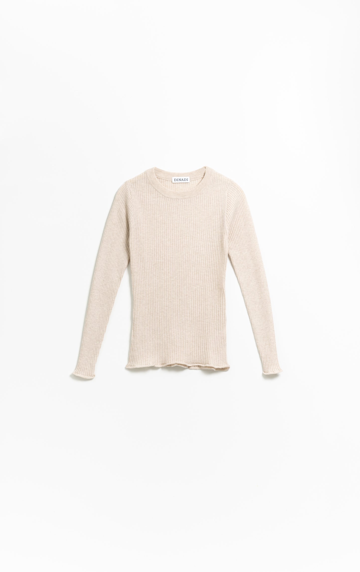 MERINO Fitted Rib Sweater - Almond White