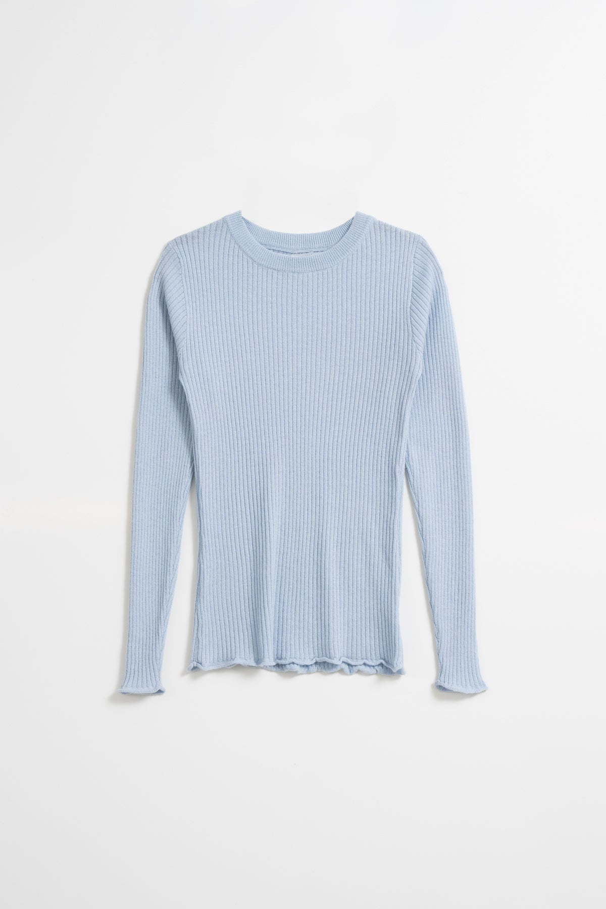 MERINO Fitted Rib Sweater - Mist Blue