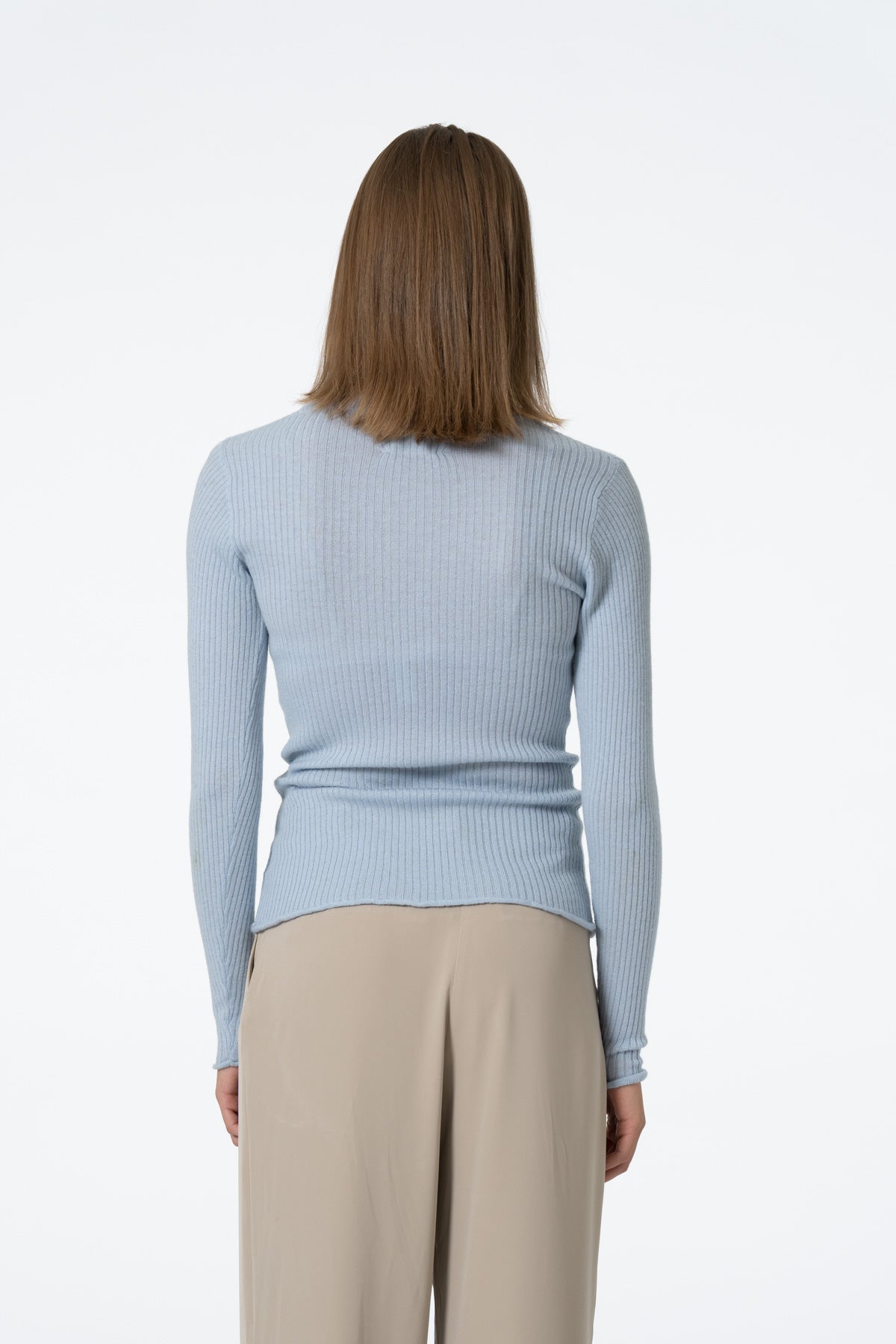 MERINO Fitted Rib Sweater - Mist Blue