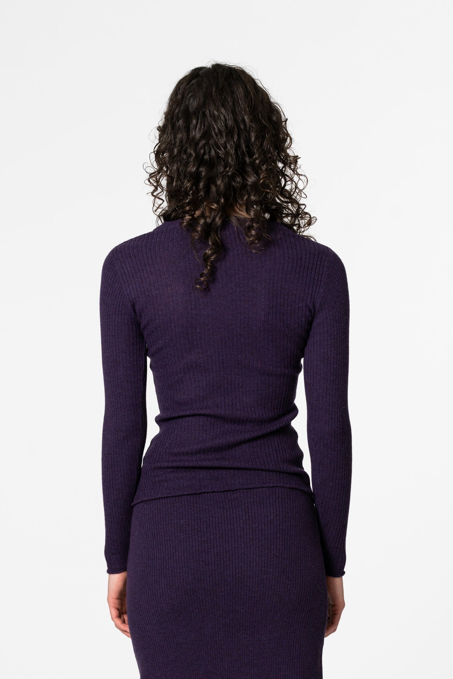 MERINO Fitted Rib Sweater - Plum Purple