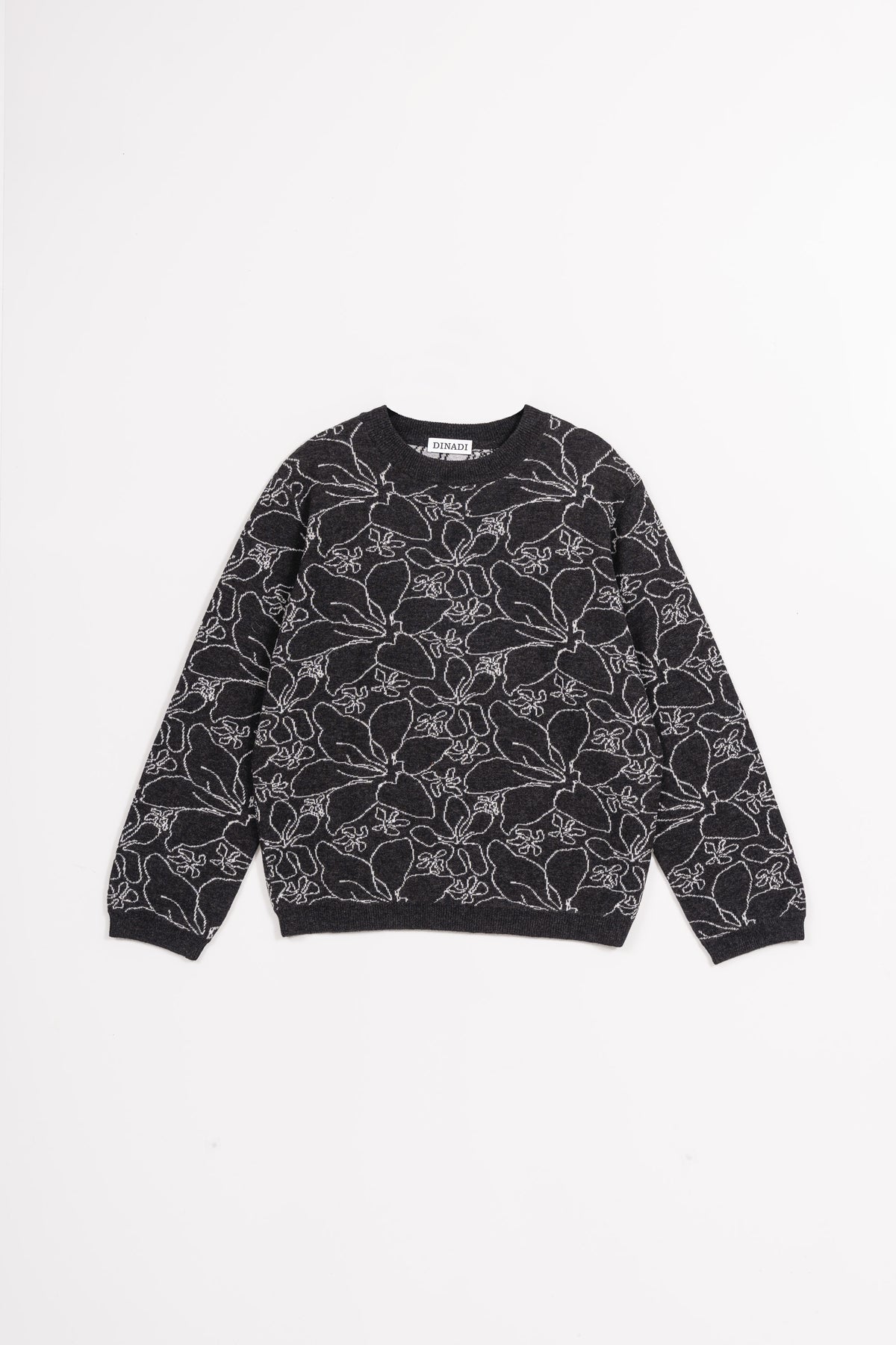 MERINO Floral Sweater - Onyx Grey