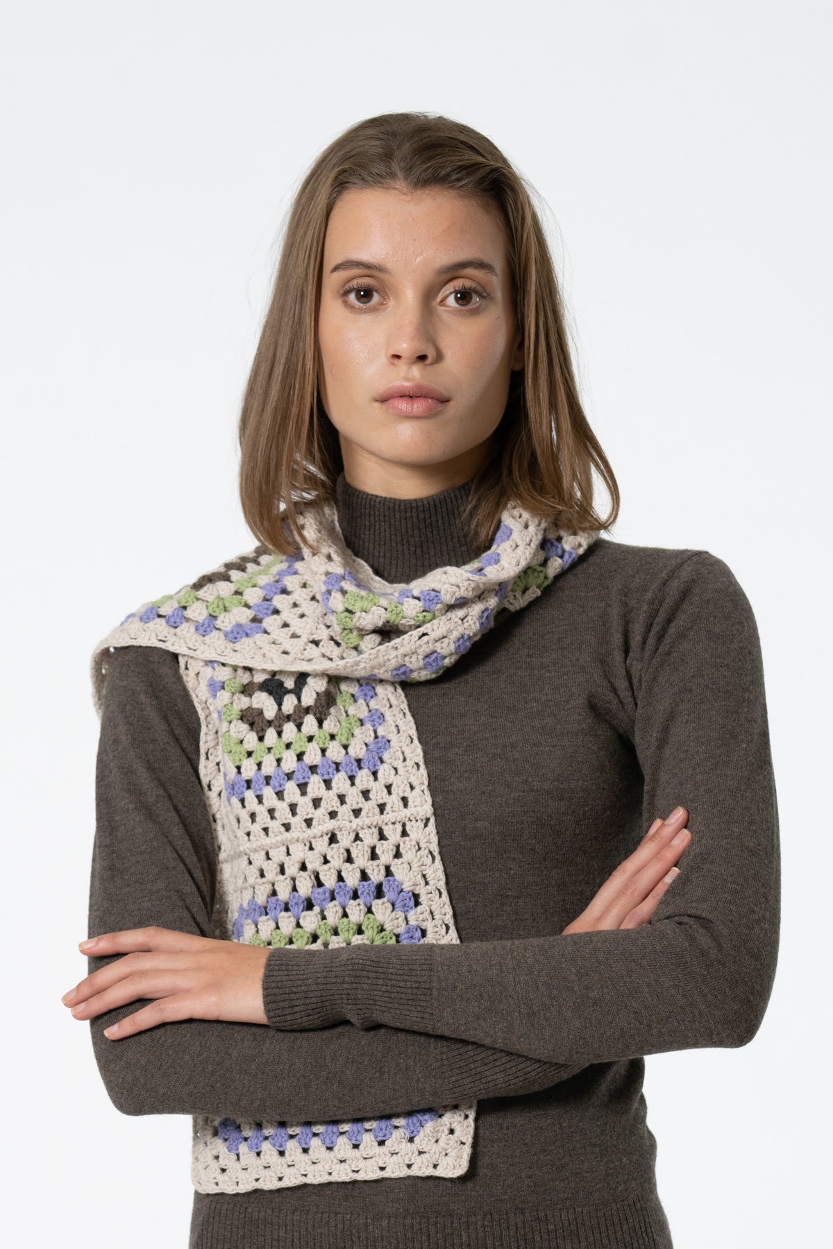 MERINO Handcrochet Scarf - Almond White