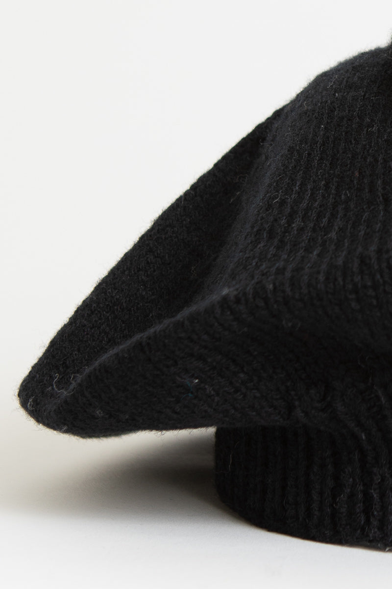 MERINO Handknit Beret - Black