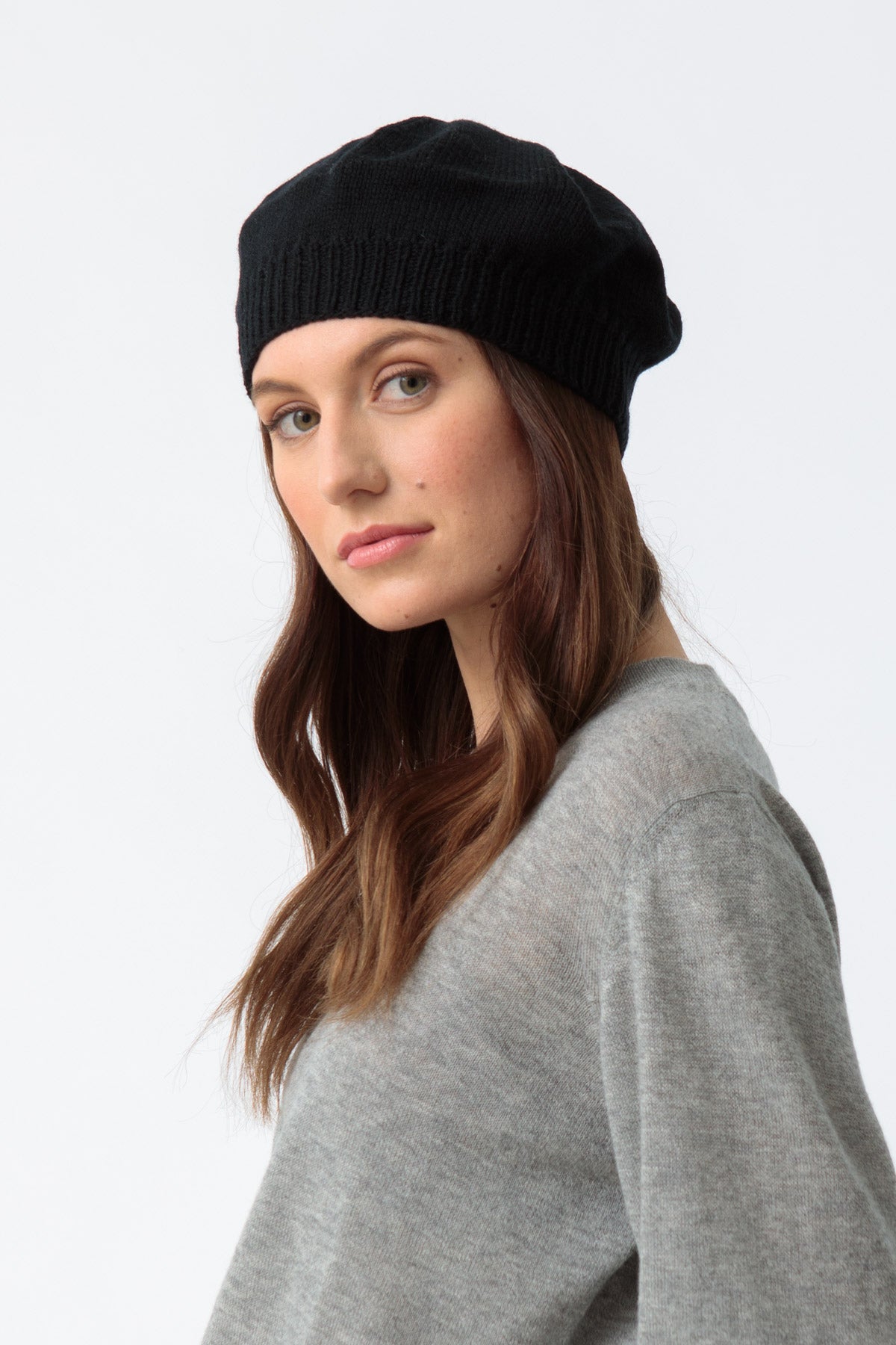 MERINO Handknit Beret - Black