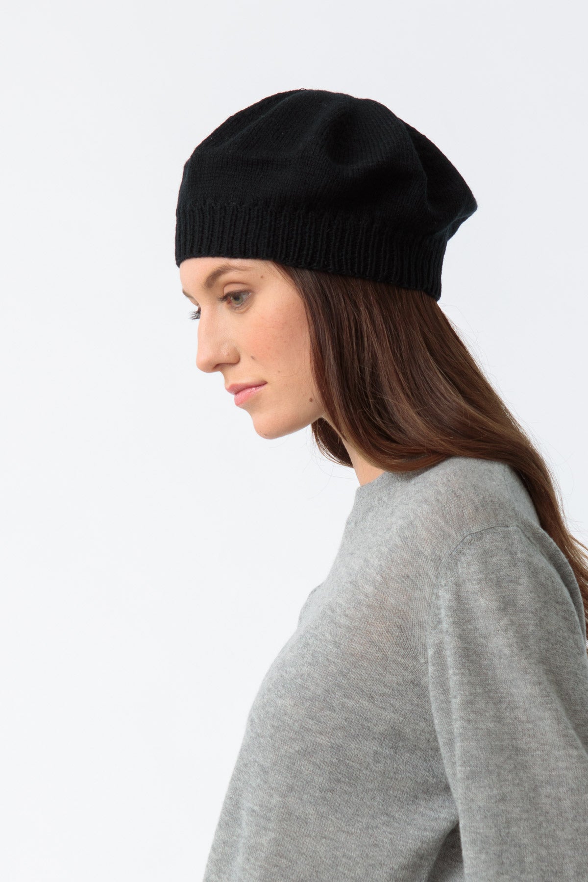 MERINO Handknit Beret - Black