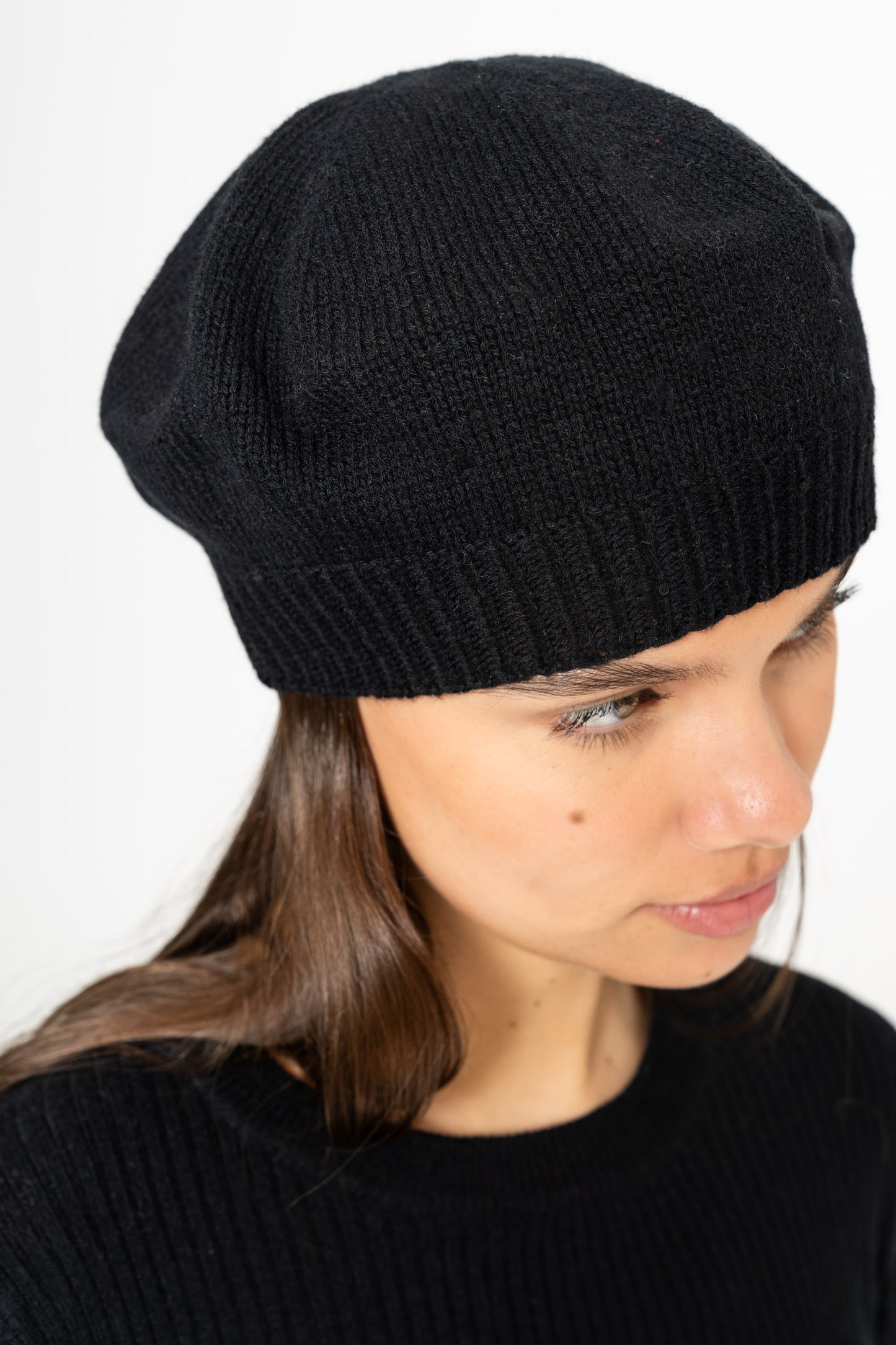 MERINO Handknit Beret - Black