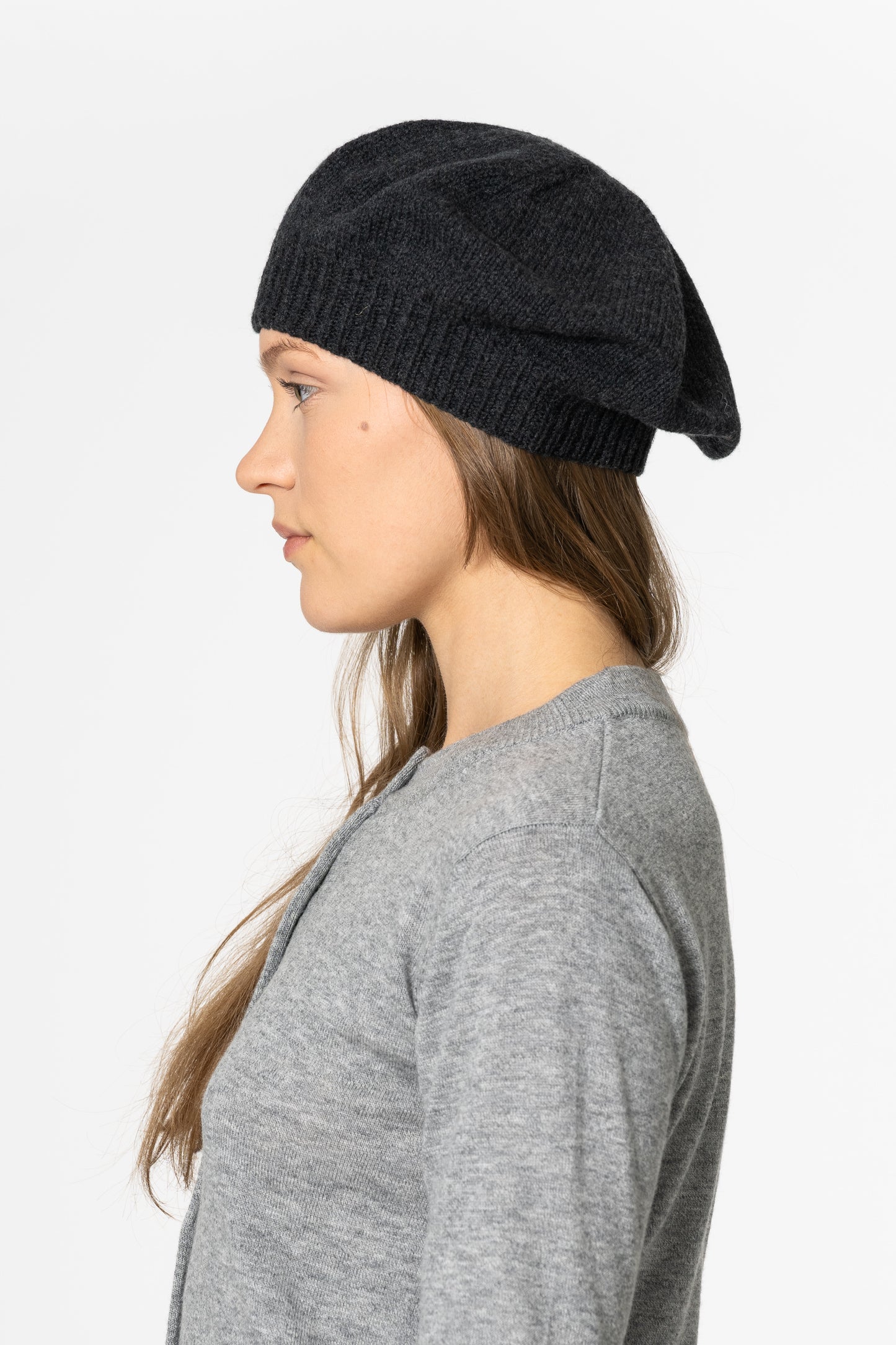 MERINO Handknit Beret - Onyx Grey